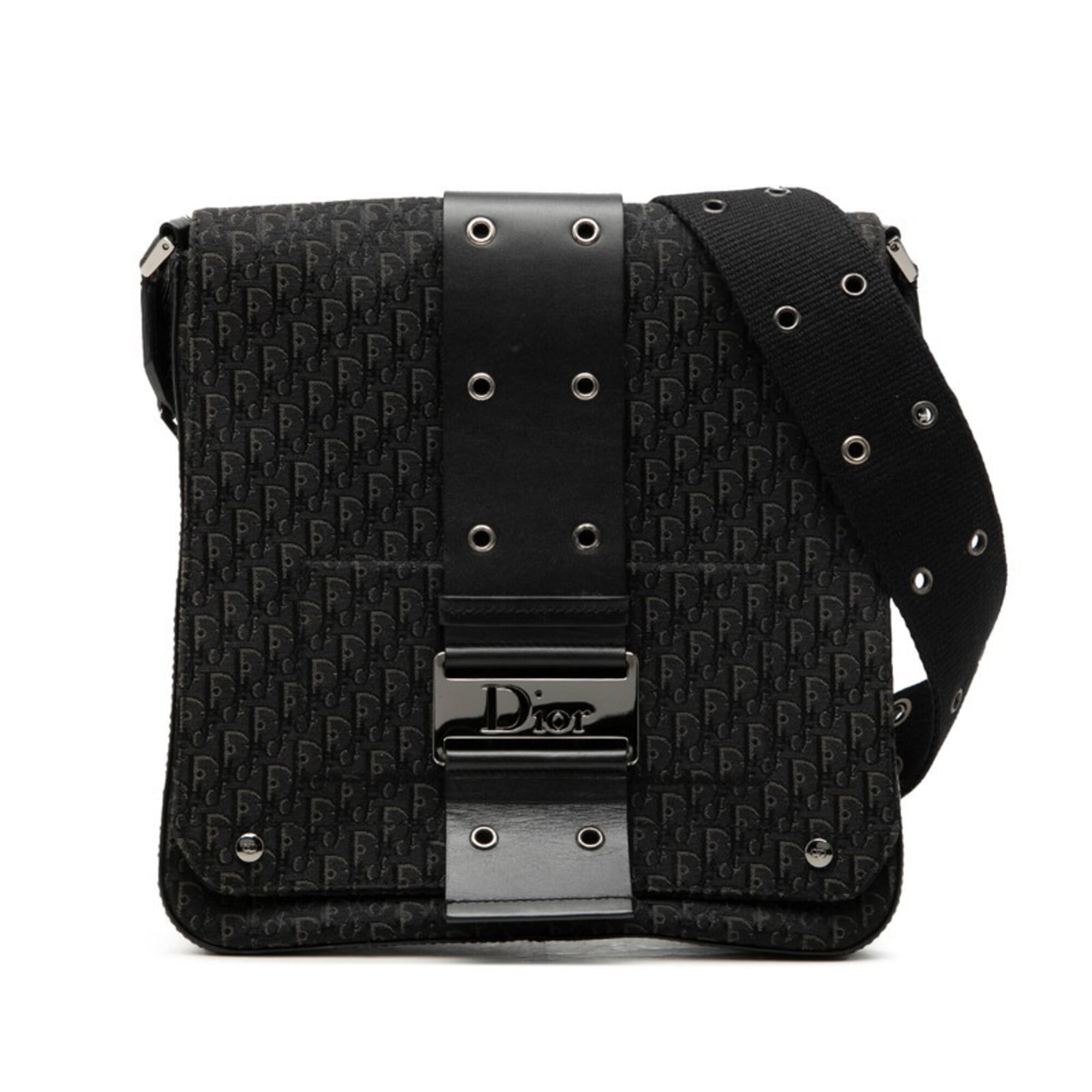 Christian Dior Black Canvas Leather Shoulder Bag (Pre-Owned)