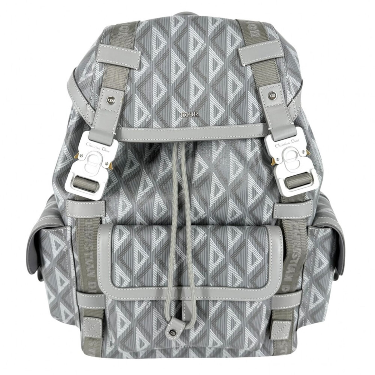 Christian Dior Gray Coated Canvas Leather Backpack (Pre-Owned)