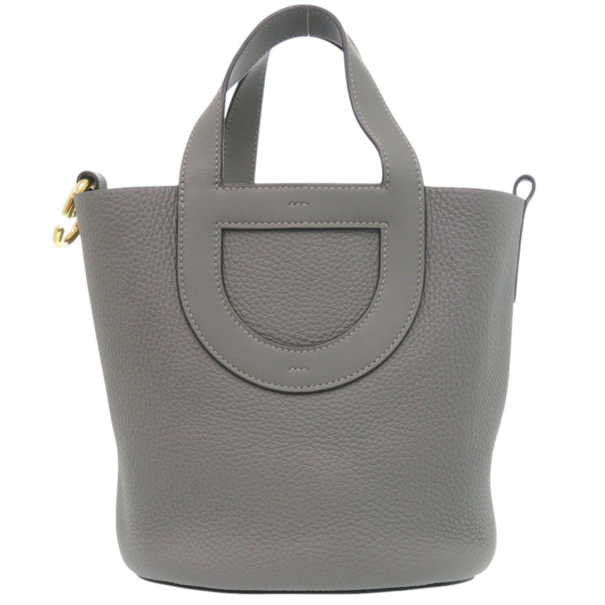 Hermes Gray Taurillon Clemence Leather Swift Leather Handbag (Pre-Owned)