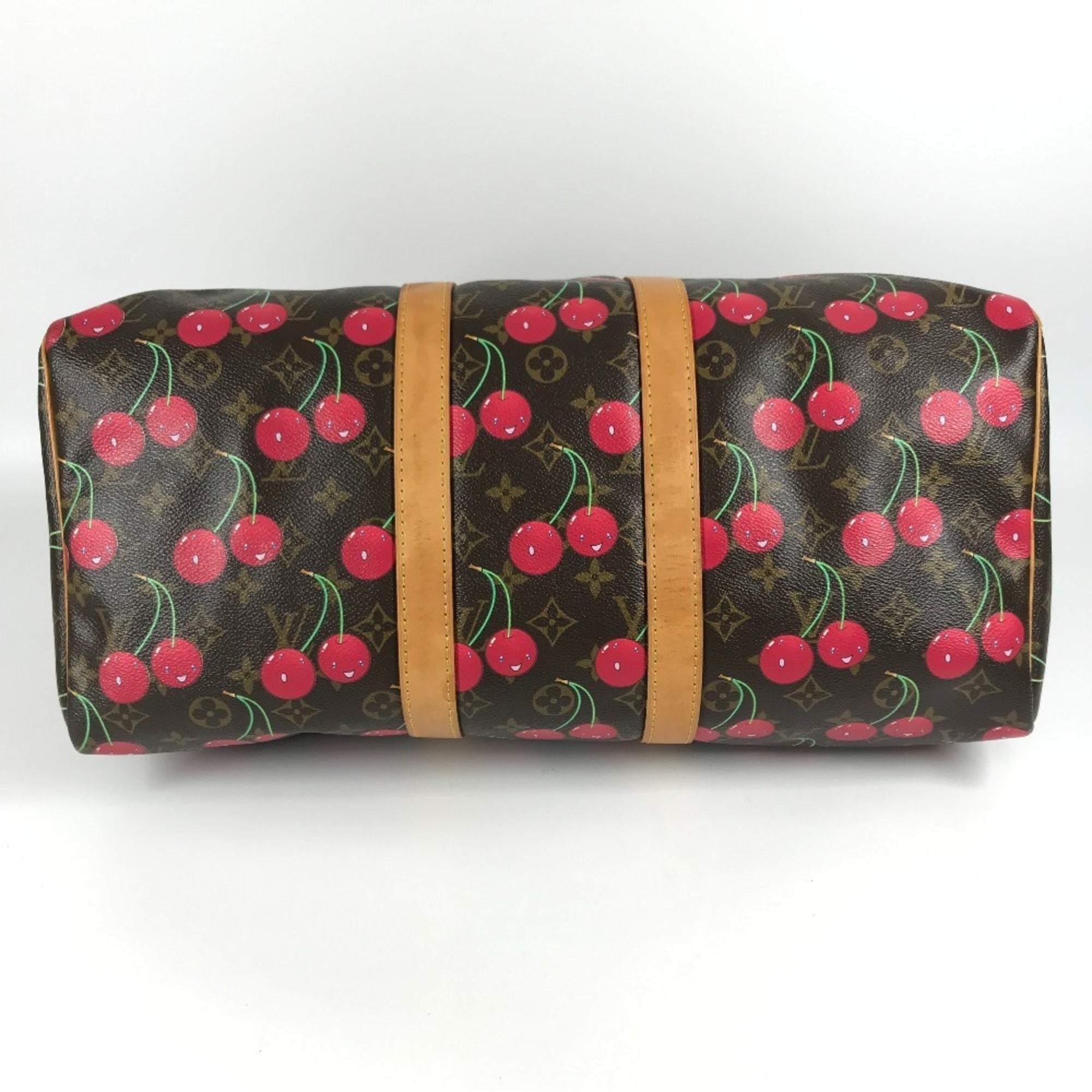 Louis Vuitton Brown Red Color Monogram Cherry Blossom Canvas Boston Bag (Pre-Owned)