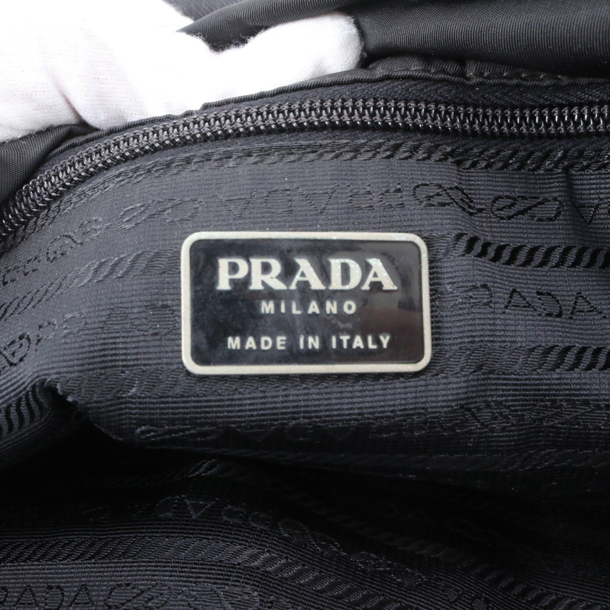 Prada Black White Nylon Shoulder Bag (Pre-Owned)