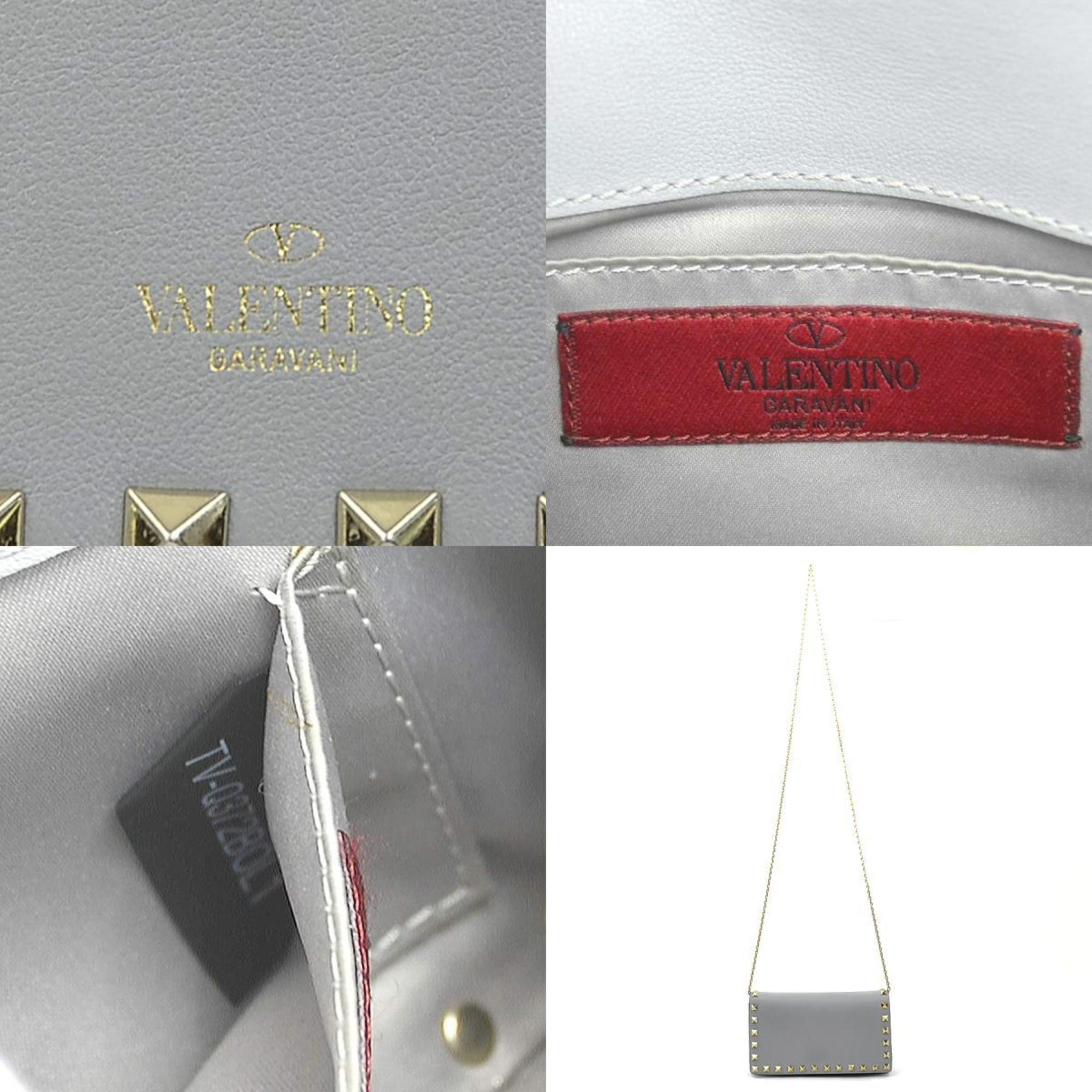 Valentino Garavani Light Gray Leather Shoulder Bag (Pre-Owned)