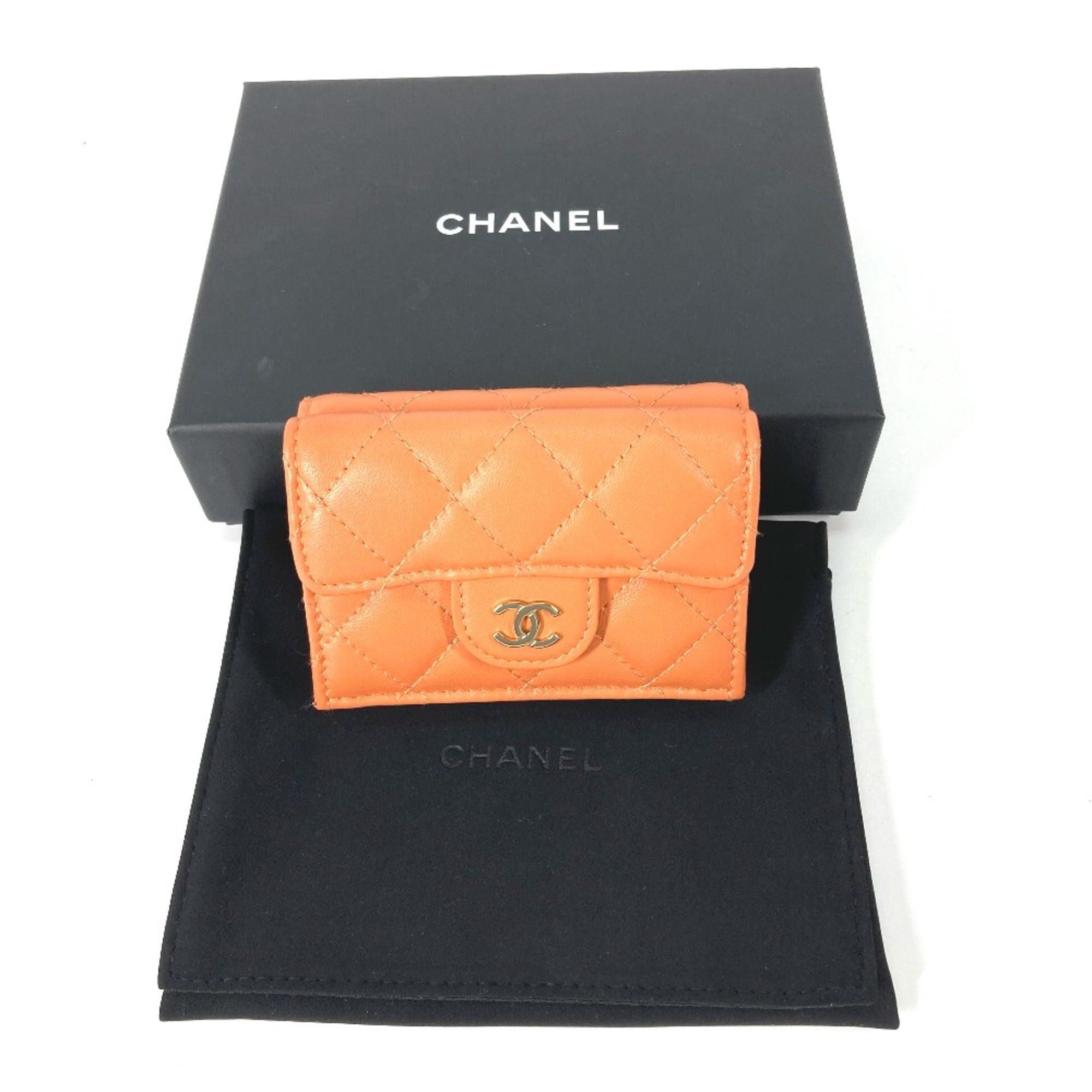 Chanel Orange Leather Wallet (Tri-Fold) (Pre-Owned)