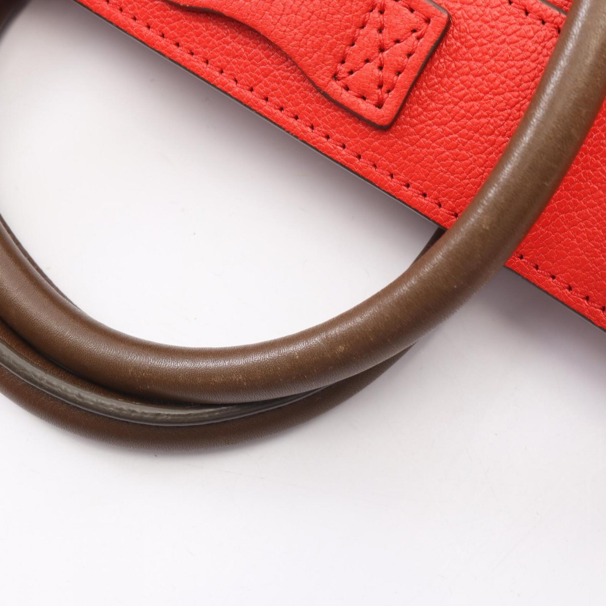 Celine Khaki Red Color Leather Handbag (Pre-Owned)
