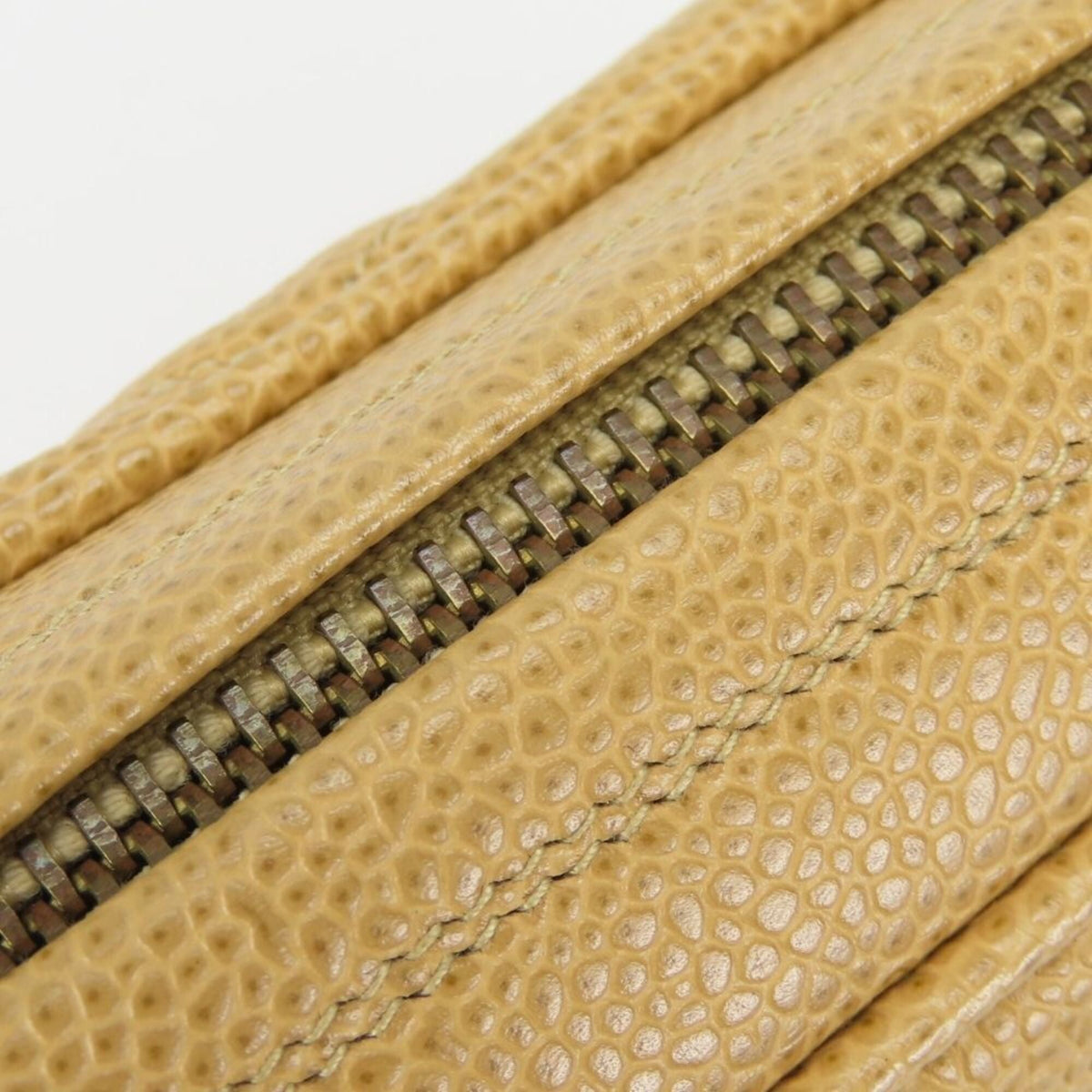 Chanel Beige Gold Grained Calfskin Shoulder Bag (Pre-Owned)