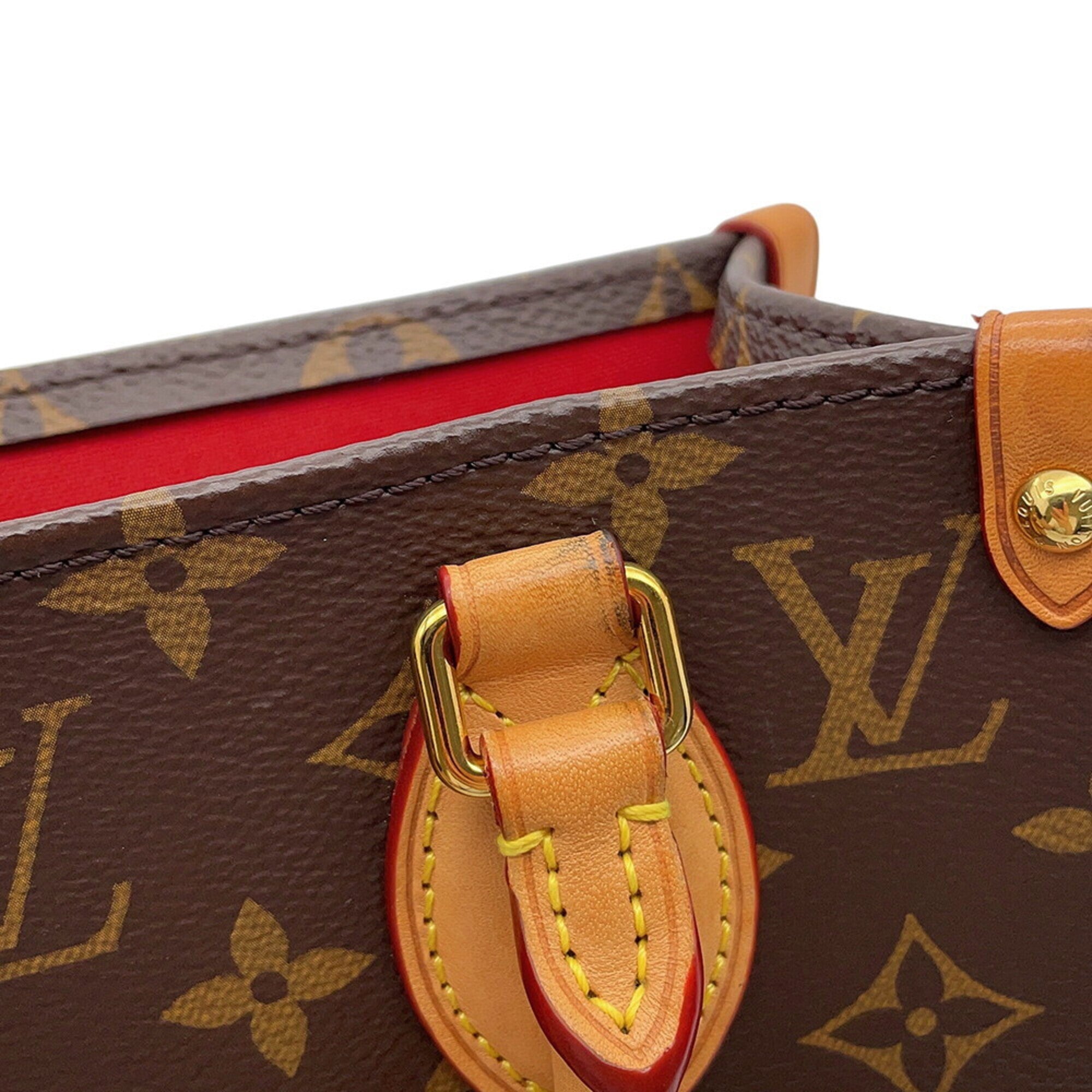 Louis Vuitton Brown Red Color Monogram Canvas Handbag Shoulder Bag (Pre-Owned)