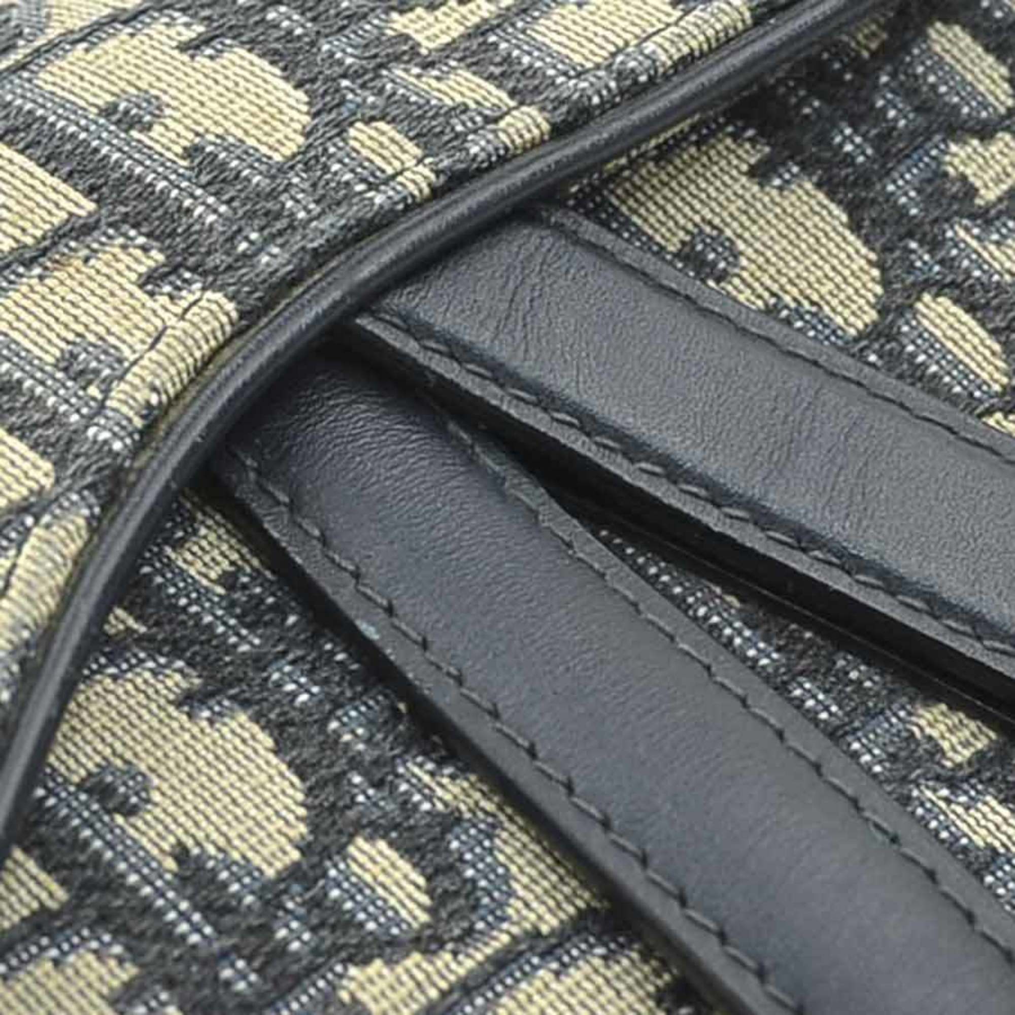 Christian Dior Navy Canvas Leather Handbag Saddle Bag Shoulder Bag (Pre-Owned)