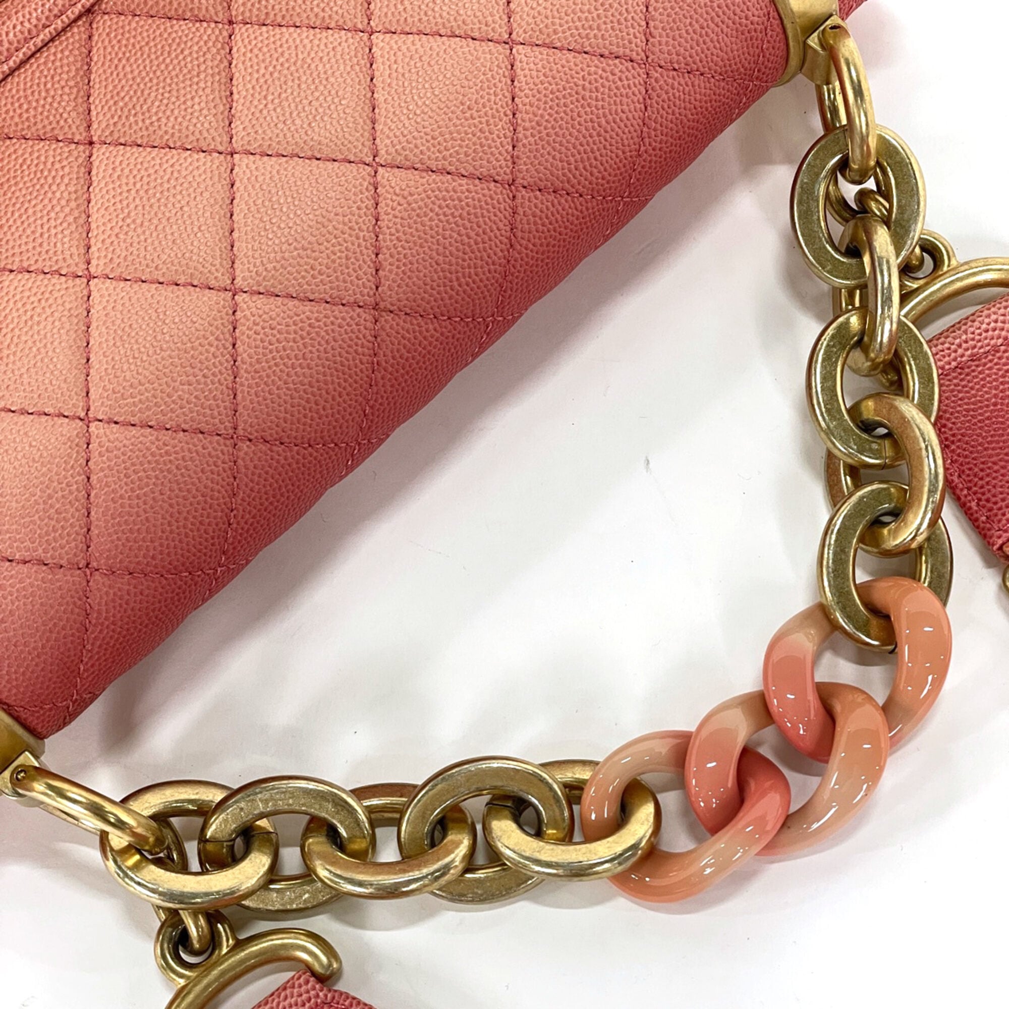Chanel Matelasse Salmon Pink Grained Calfskin Handbag (Pre-Owned)
