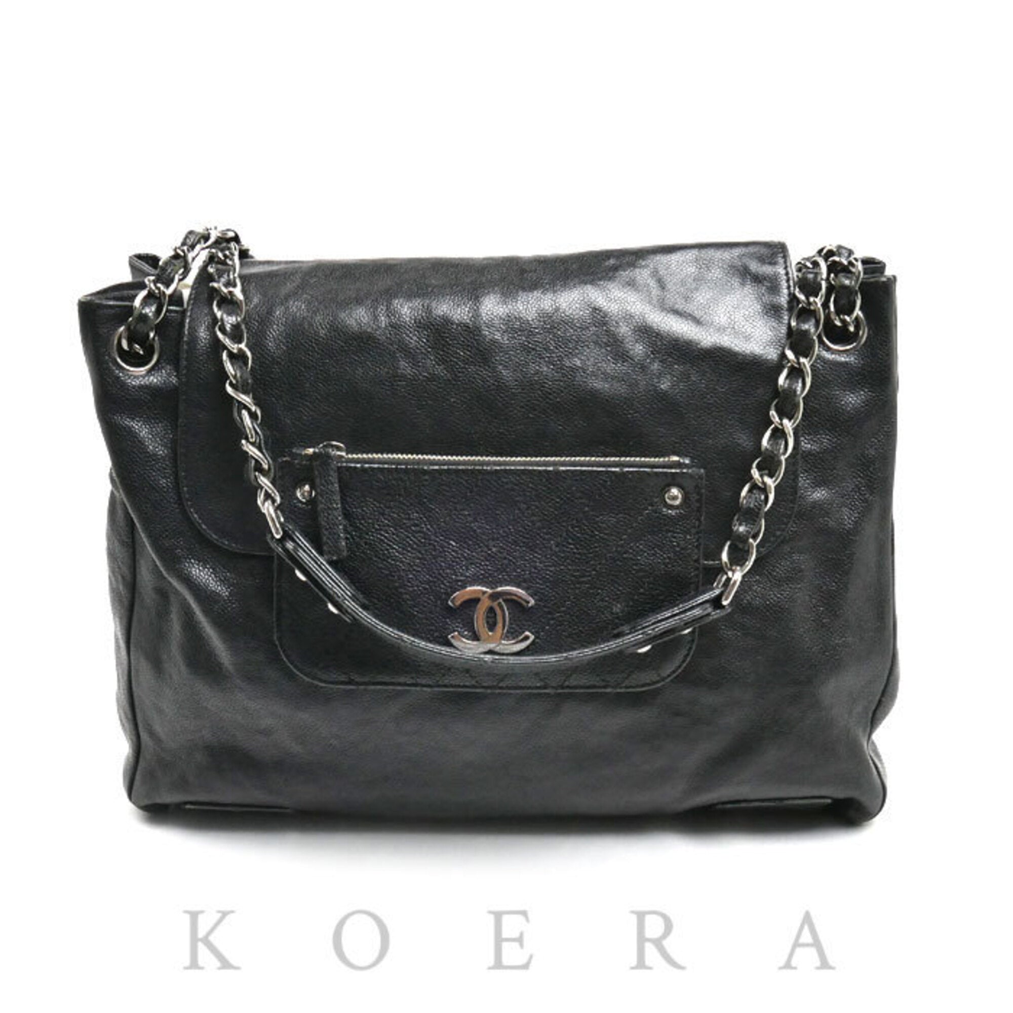 Chanel Black Grained Calfskin Shoulder Bag (Pre-Owned)