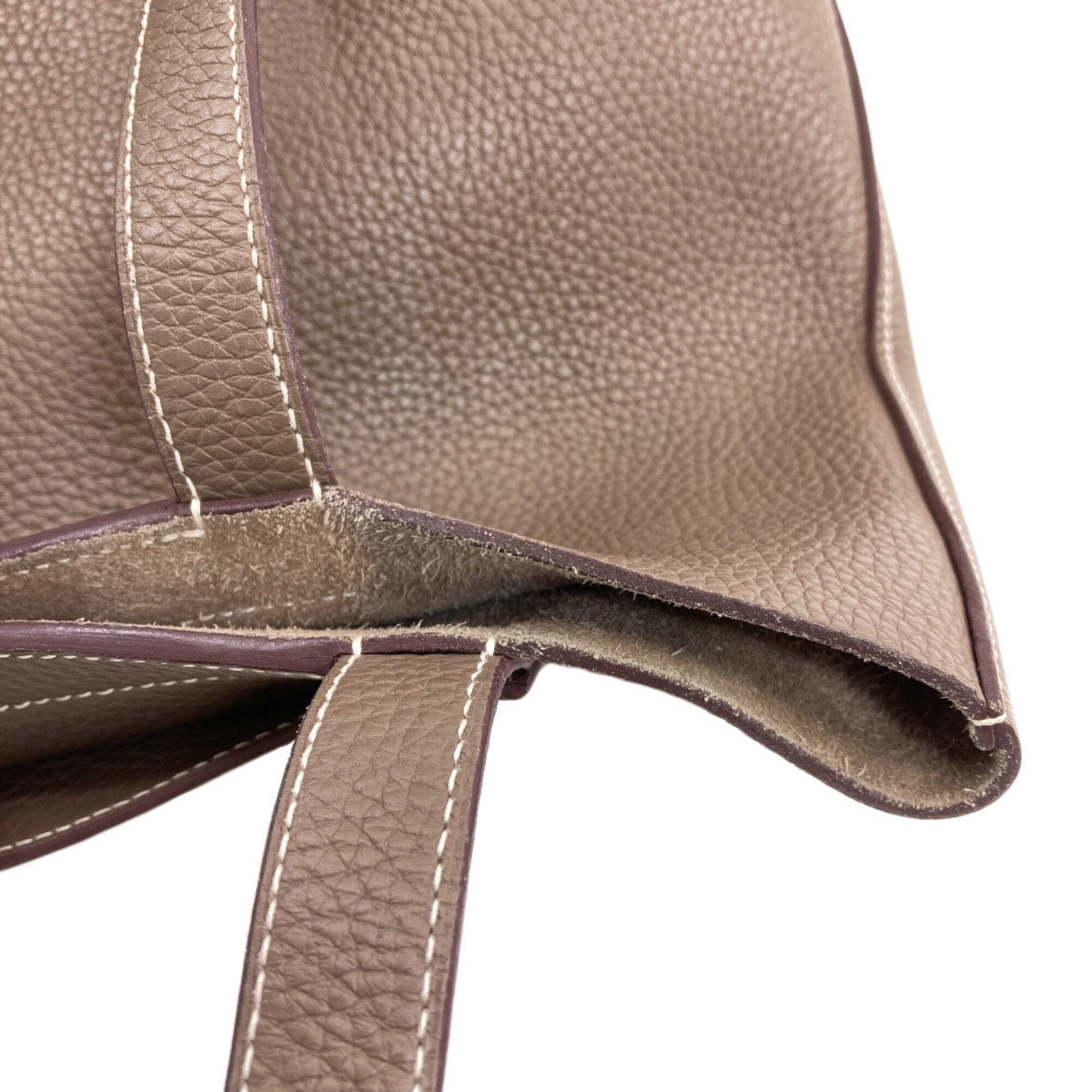 Hermes Grayish Taurillon Clemence Leather Tote Bag (Pre-Owned)