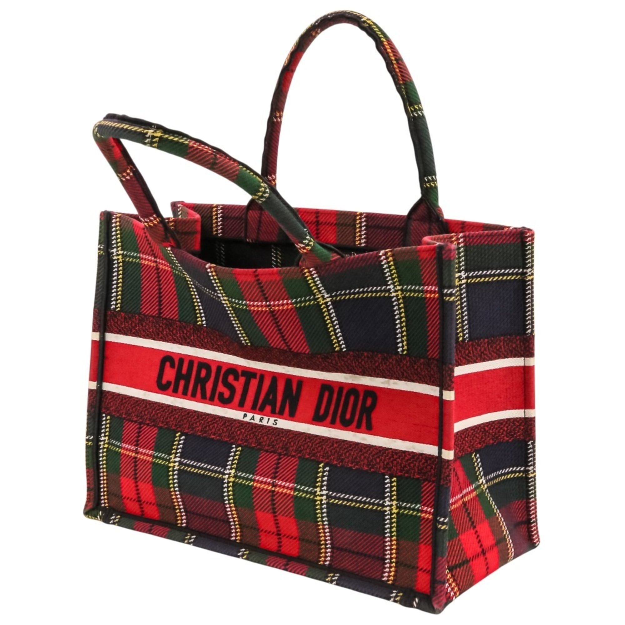 Christian Dior Green Green Red Color Handbag Tote Bag (Pre-Owned)