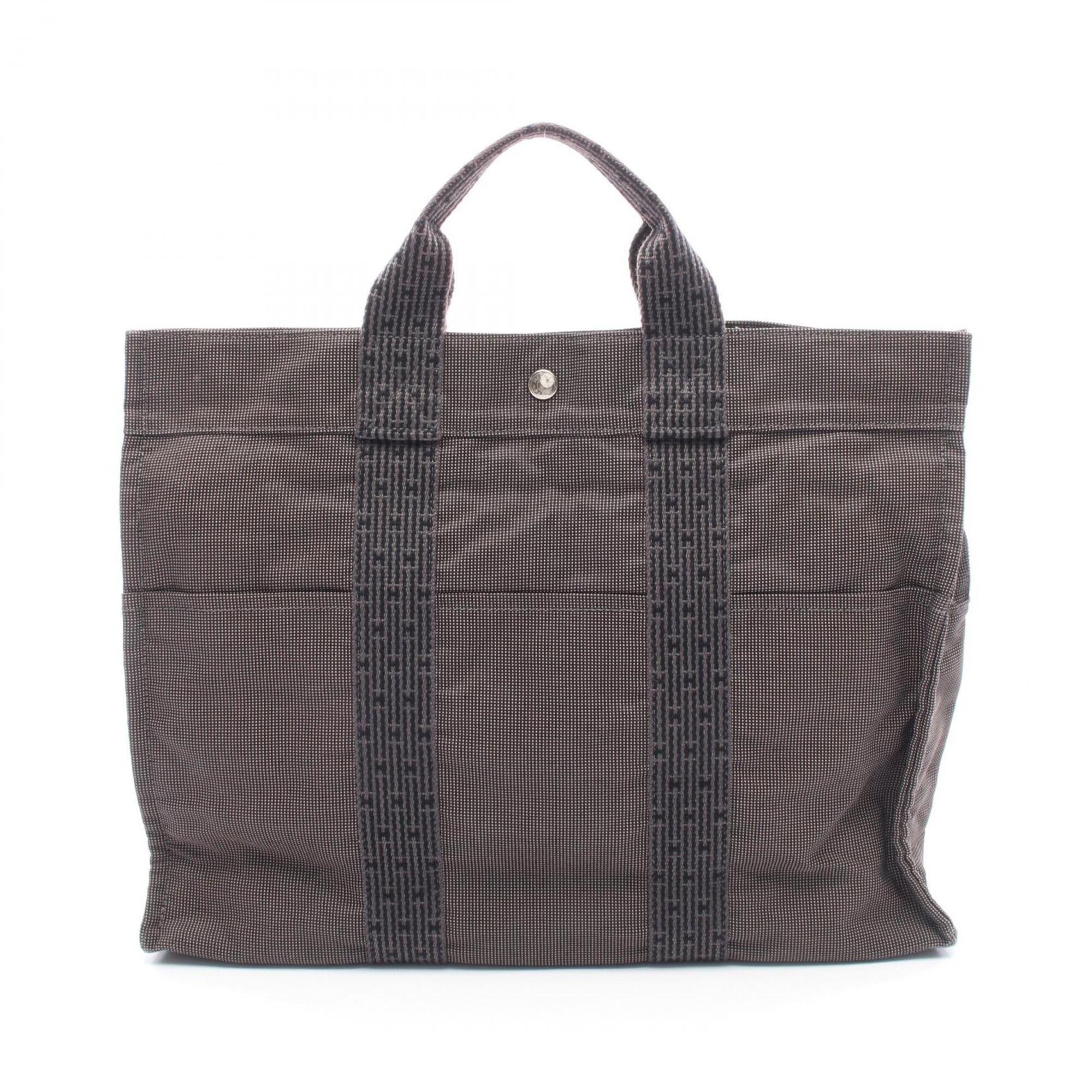 Hermes Gray Canvas Handbag Tote Bag (Pre-Owned)