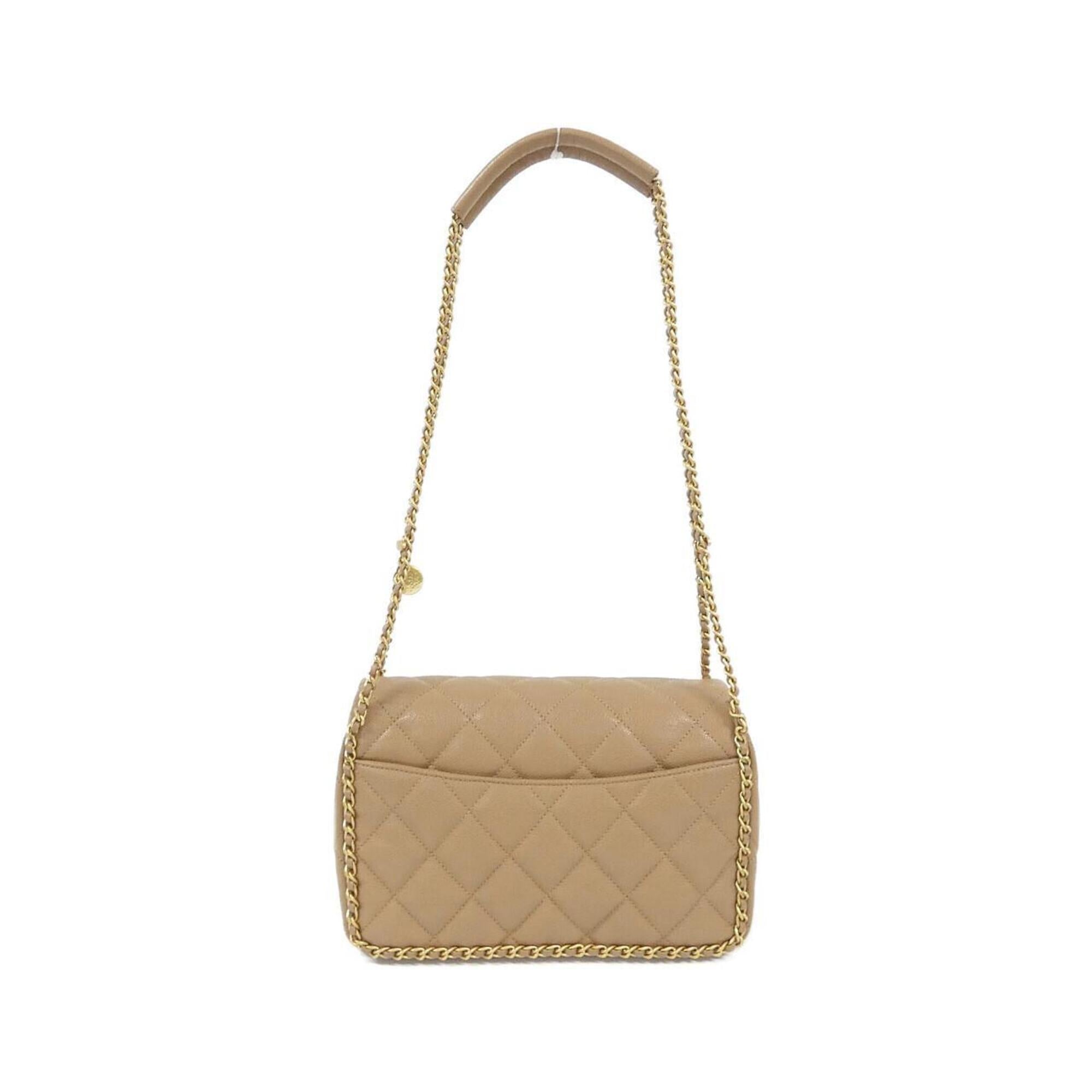 Chanel Beige Grained Calfskin Shoulder Bag (Pre-Owned)