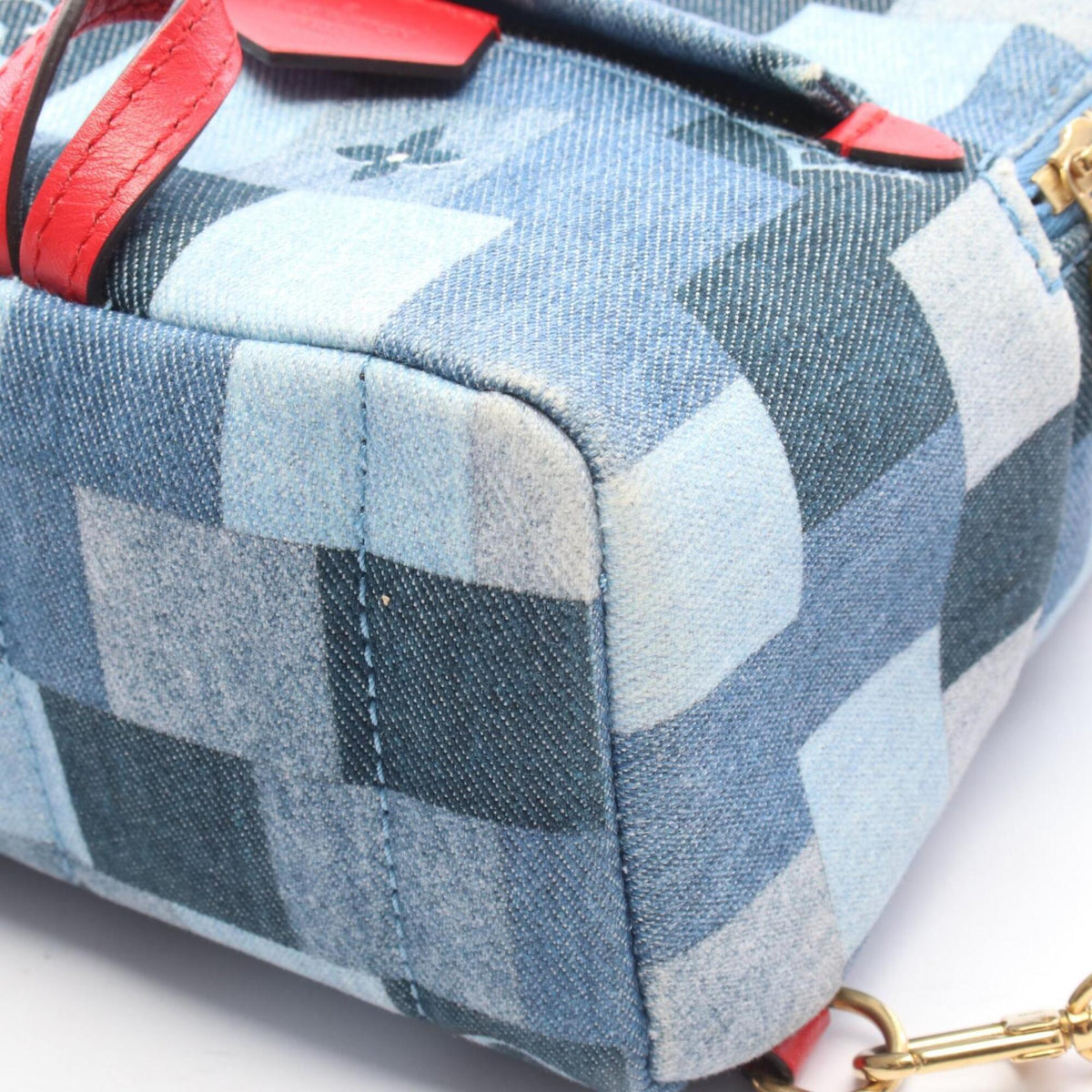 Louis Vuitton Blue Red Color Canvas Leather Backpack Handbag (Pre-Owned)