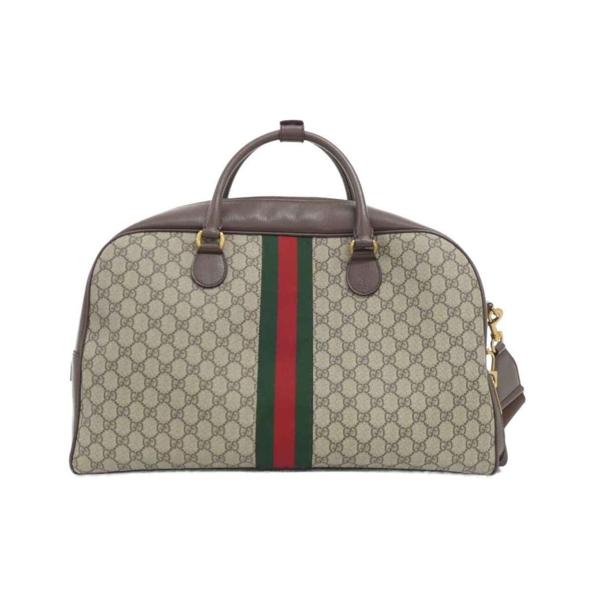 Gucci Beige Brown Gg Supreme Leather Boston Bag (Pre-Owned)