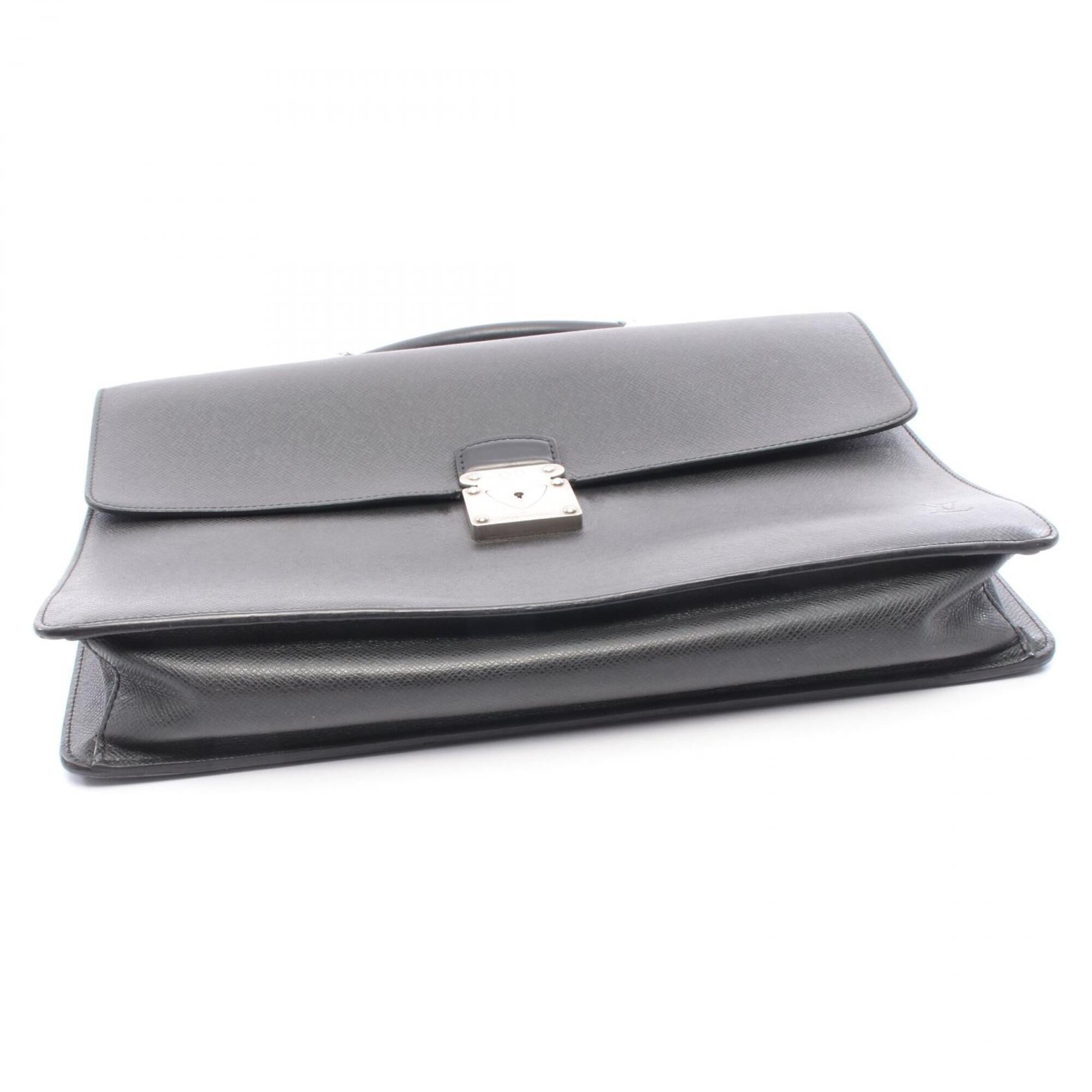 Louis Vuitton Ardoise Black Gray Taiga Leather Leather Handbag (Pre-Owned)