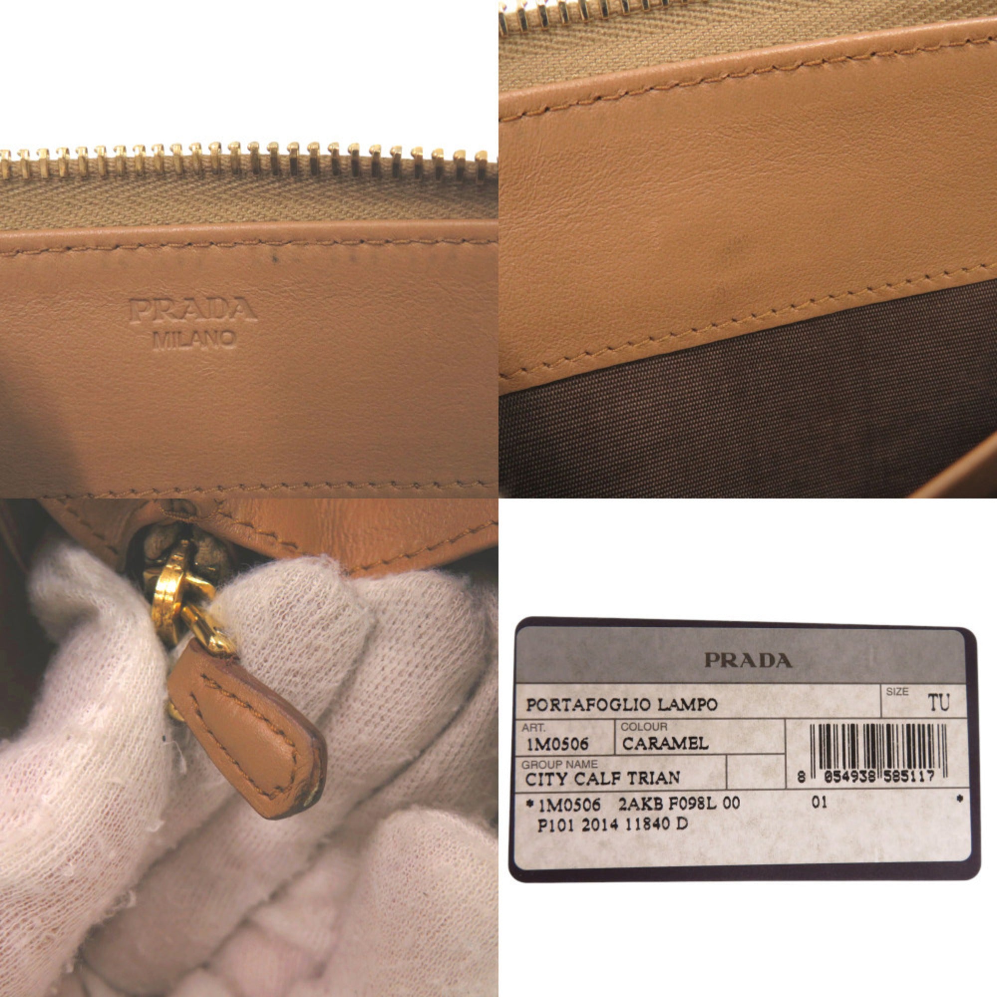 Prada Brown Camel Leather Long Wallet (Bi-Fold) (Pre-Owned)