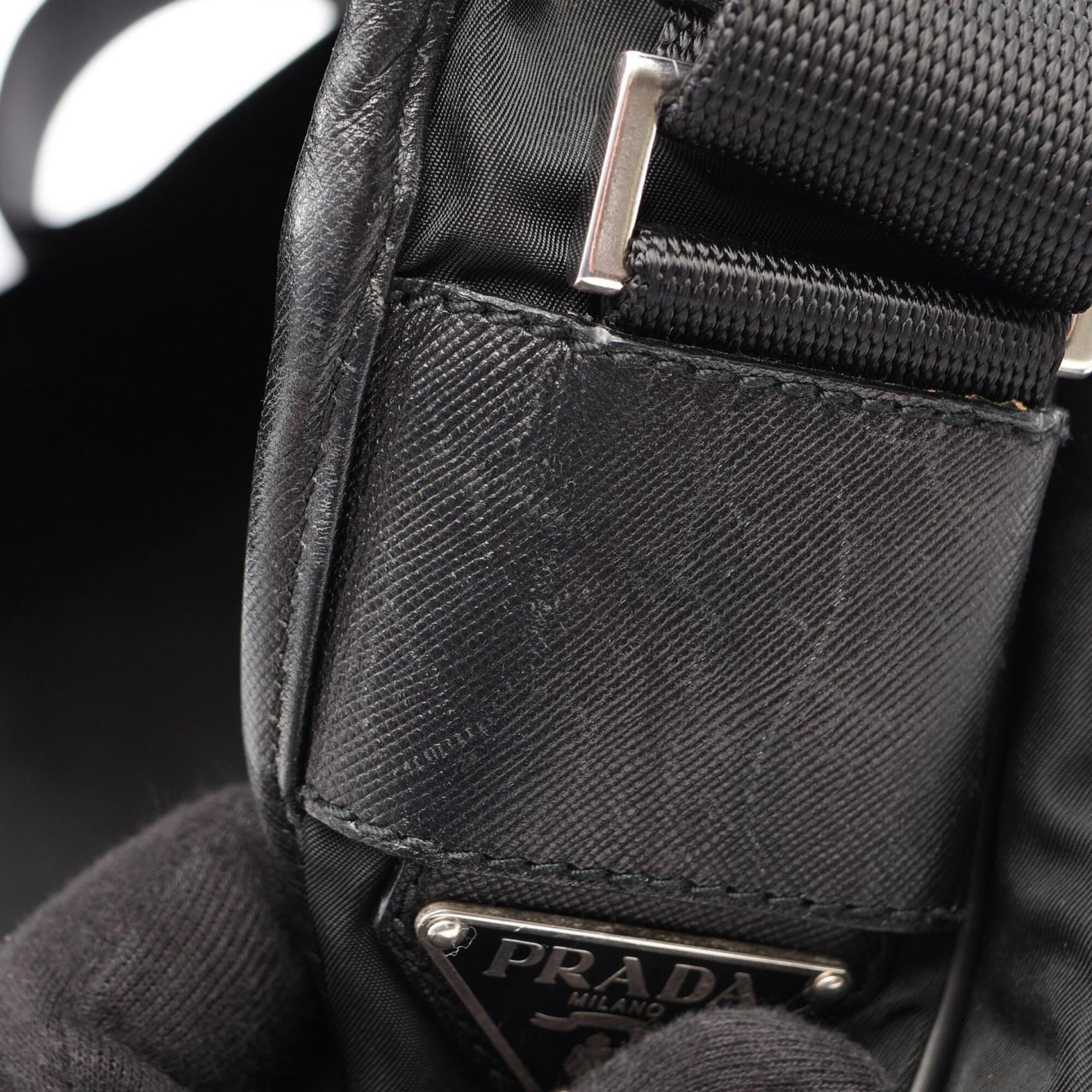 Prada Black Nylon Saffiano Handbag Shoulder Bag (Pre-Owned)