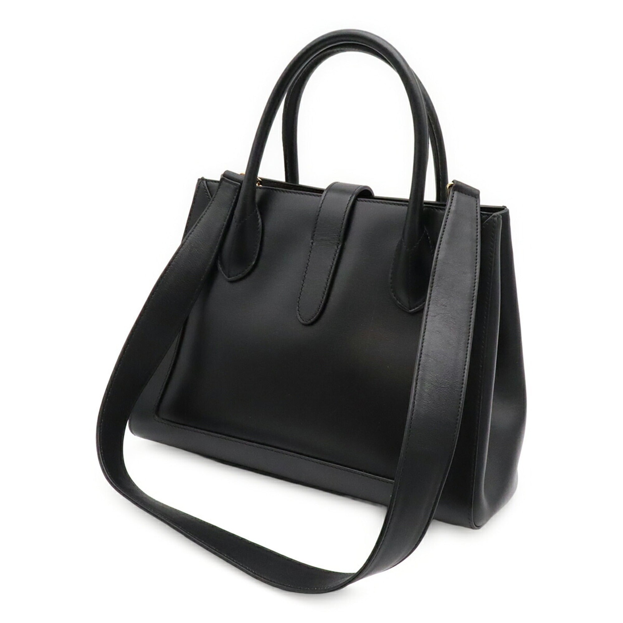 Gucci Black Leather Handbag Shoulder Bag Tote Bag (Pre-Owned)