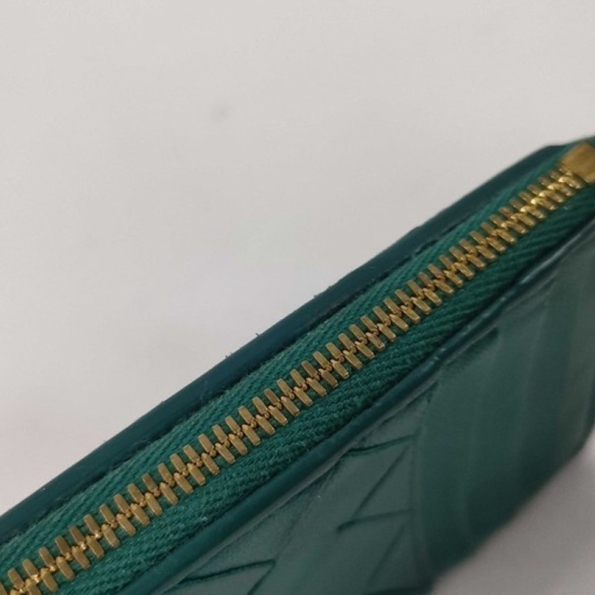Bottega Veneta Intrecciato Green Leather Coin Purse/Coin Case (Pre-Owned)