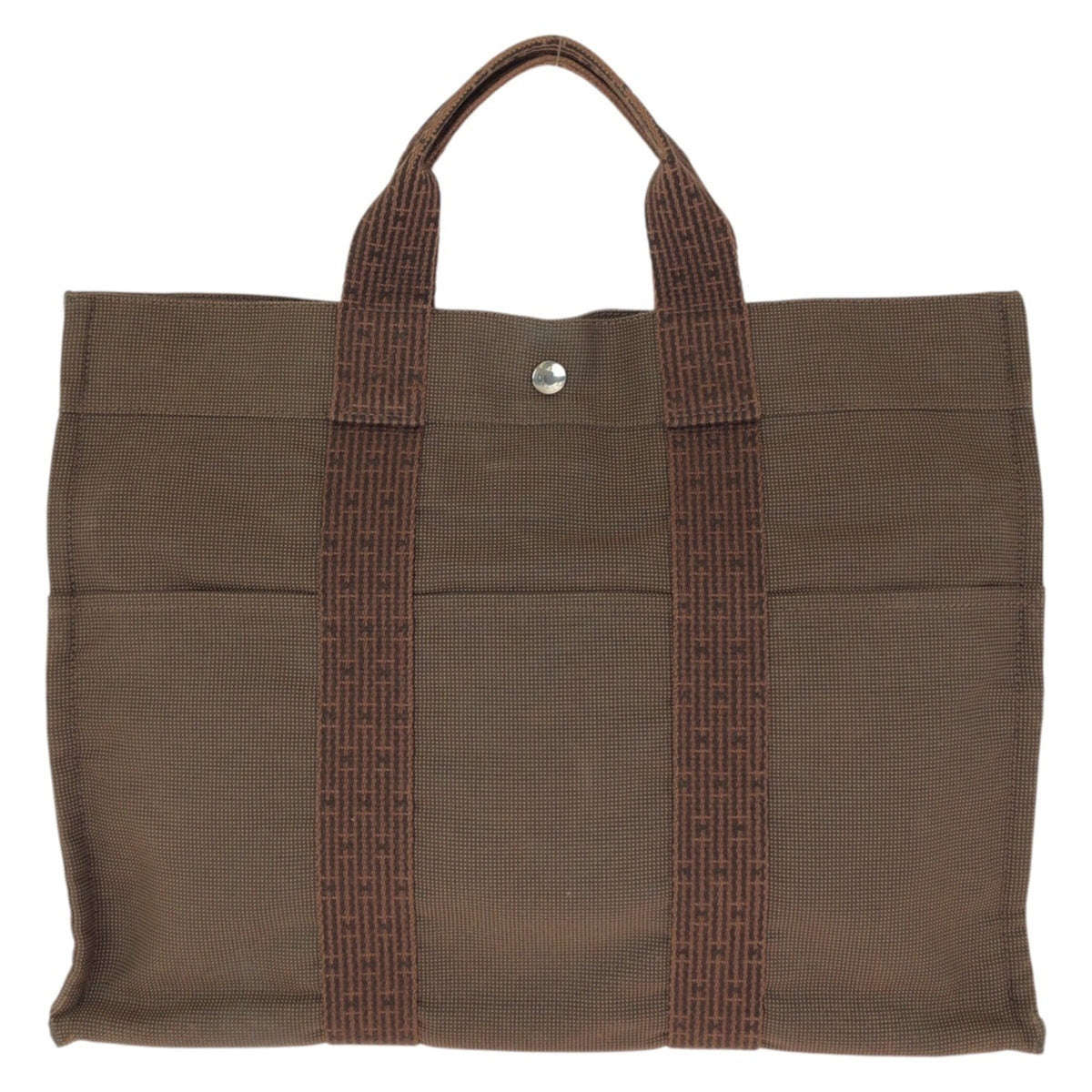 Hermes Brown Polyamide Polyester Handbag Tote Bag (Pre-Owned)