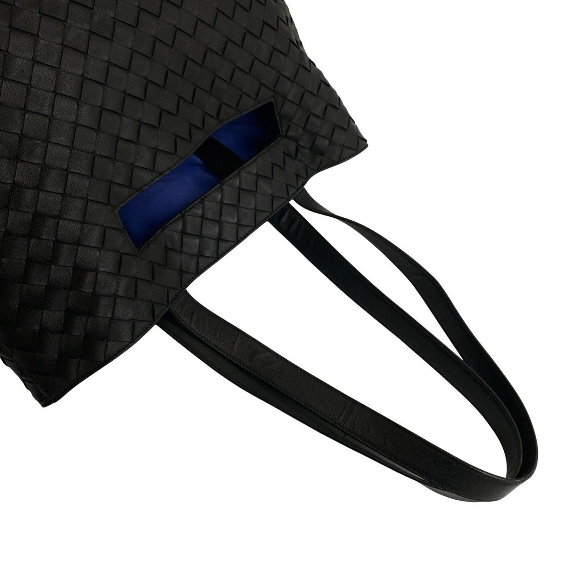 Bottega Veneta Black Blue Leather Handbag Tote Bag (Pre-Owned)