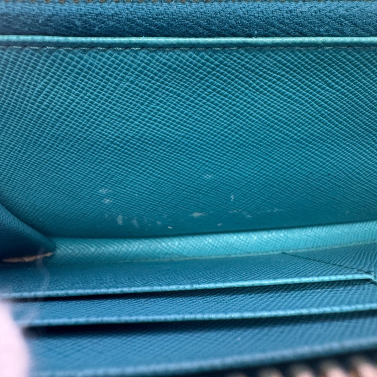Prada Saffiano Blue Leather Long Wallet (Bi-Fold) (Pre-Owned)