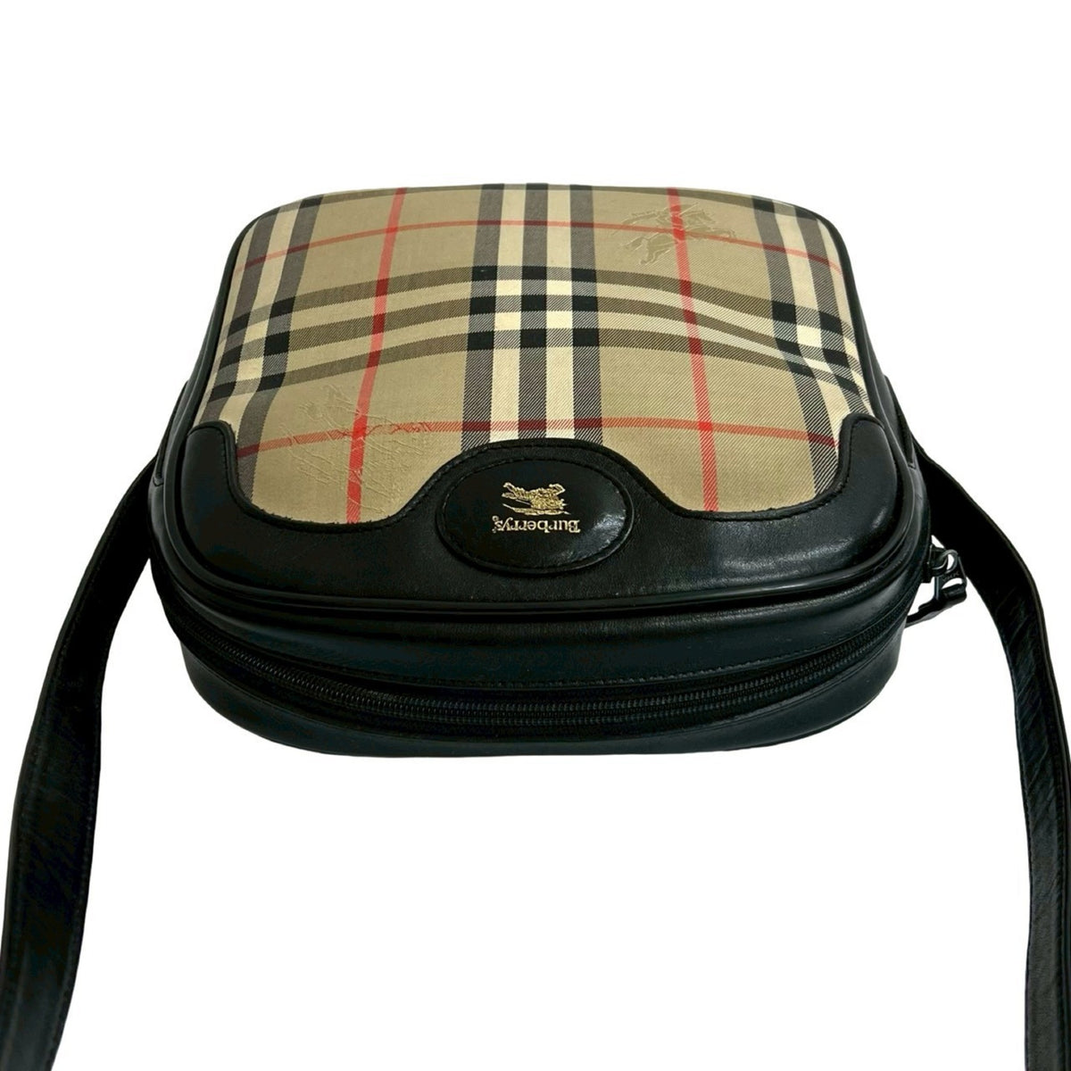 Burberry Beige Black Canvas Leather Pochette Shoulder Bag (Pre-Owned)