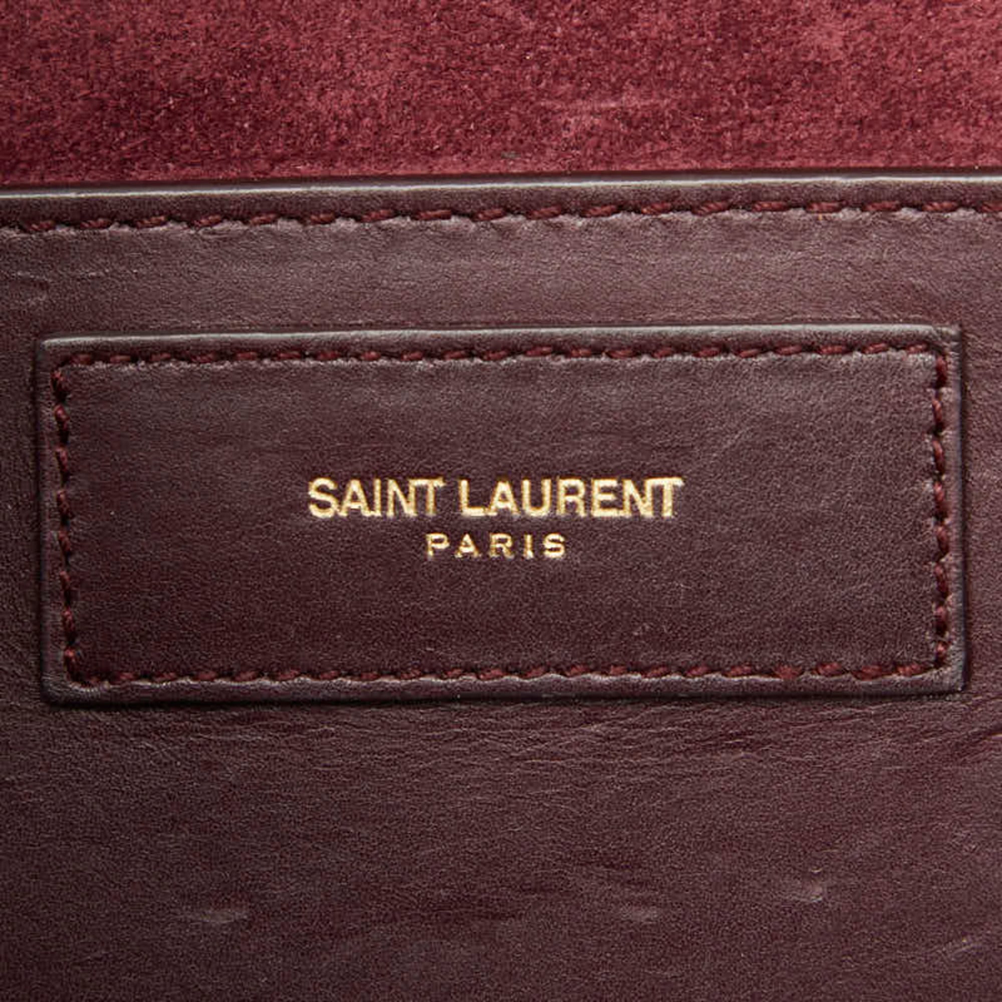 Saint Laurent Red Color Wine Leather Shoulder Bag (Pre-Owned)