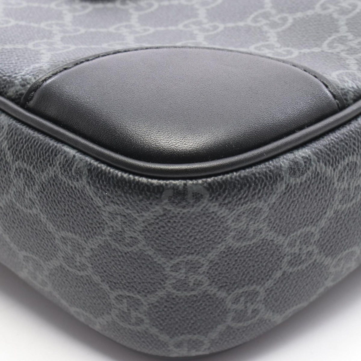 Gucci Black Gray Coated Canvas Leather Briefcase Handbag (Pre-Owned)