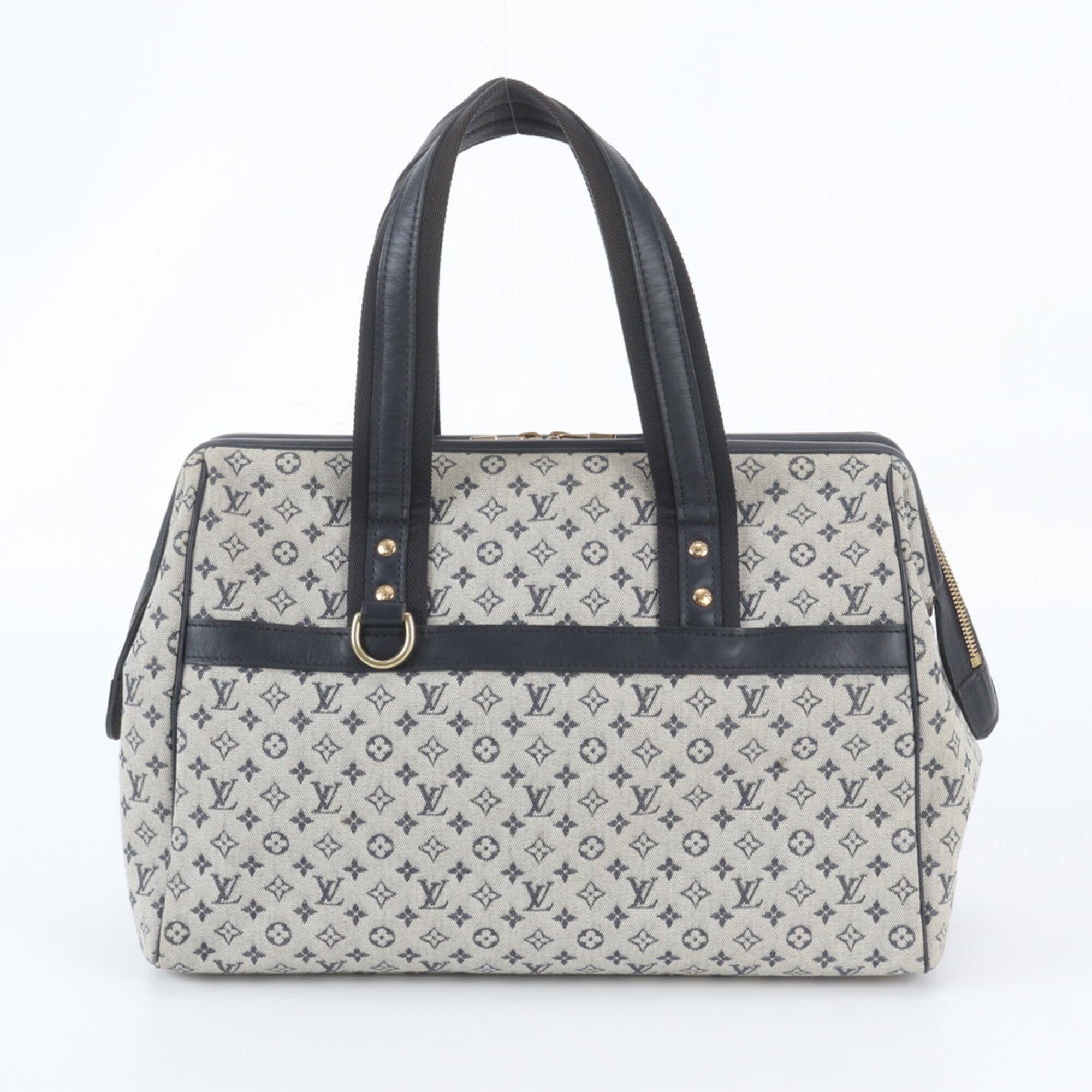 Louis Vuitton Blue Leather Canvas Handbag Shoulder Bag Tote Bag (Pre-Owned)