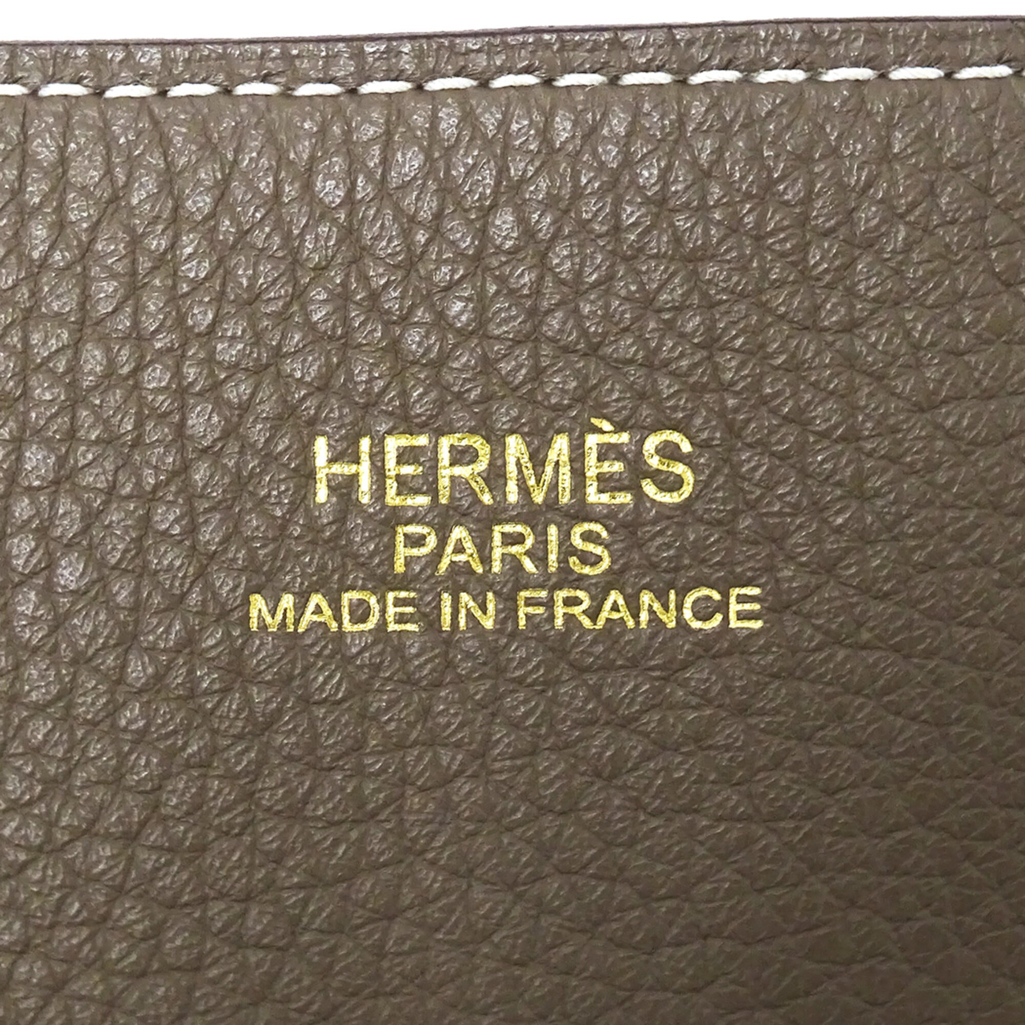 Hermes Blue Etoupe Gray Taurillon Clemence Leather Handbag Tote Bag (Pre-Owned)