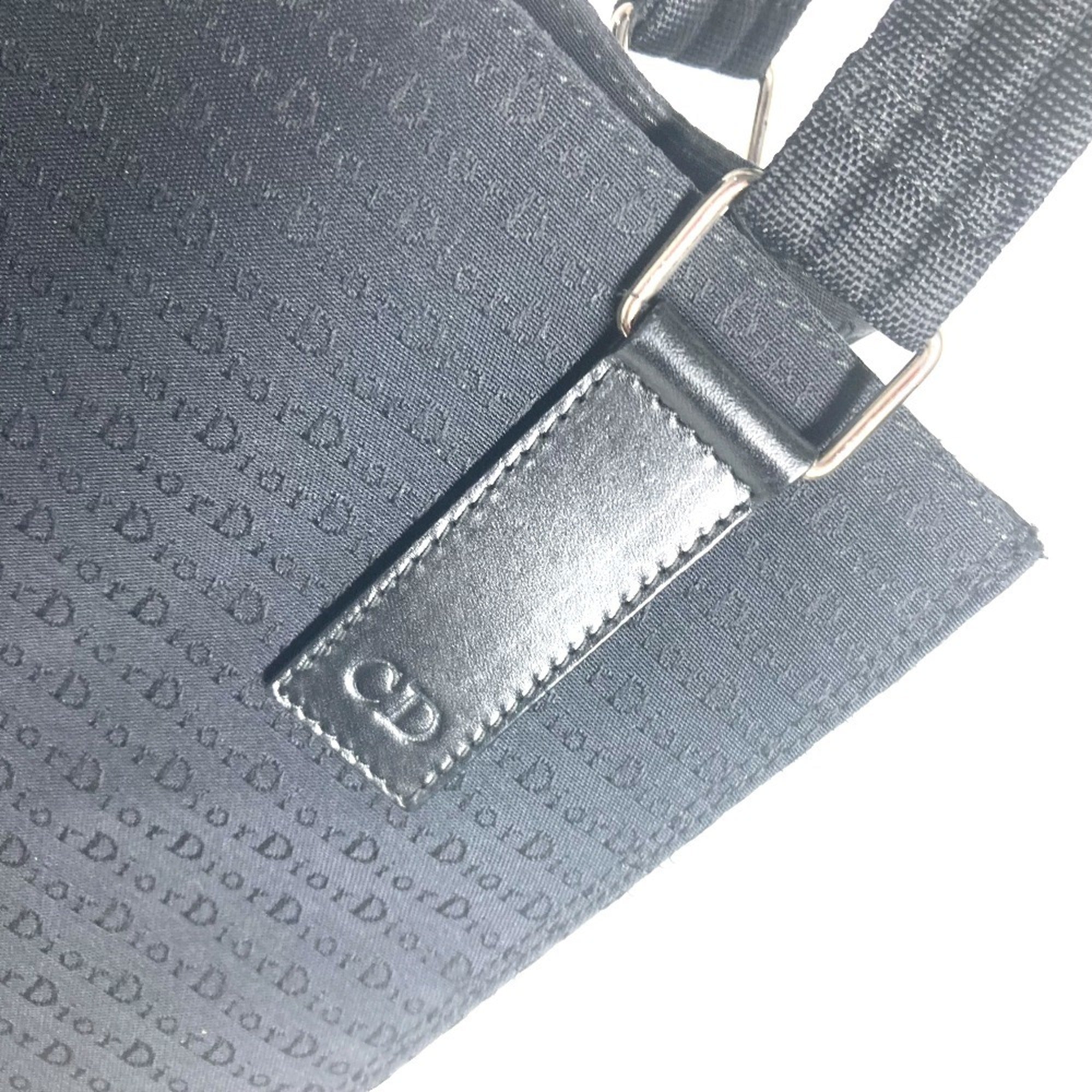 Christian Dior Black Leather Canvas Shoulder Bag Tote Bag (Pre-Owned)