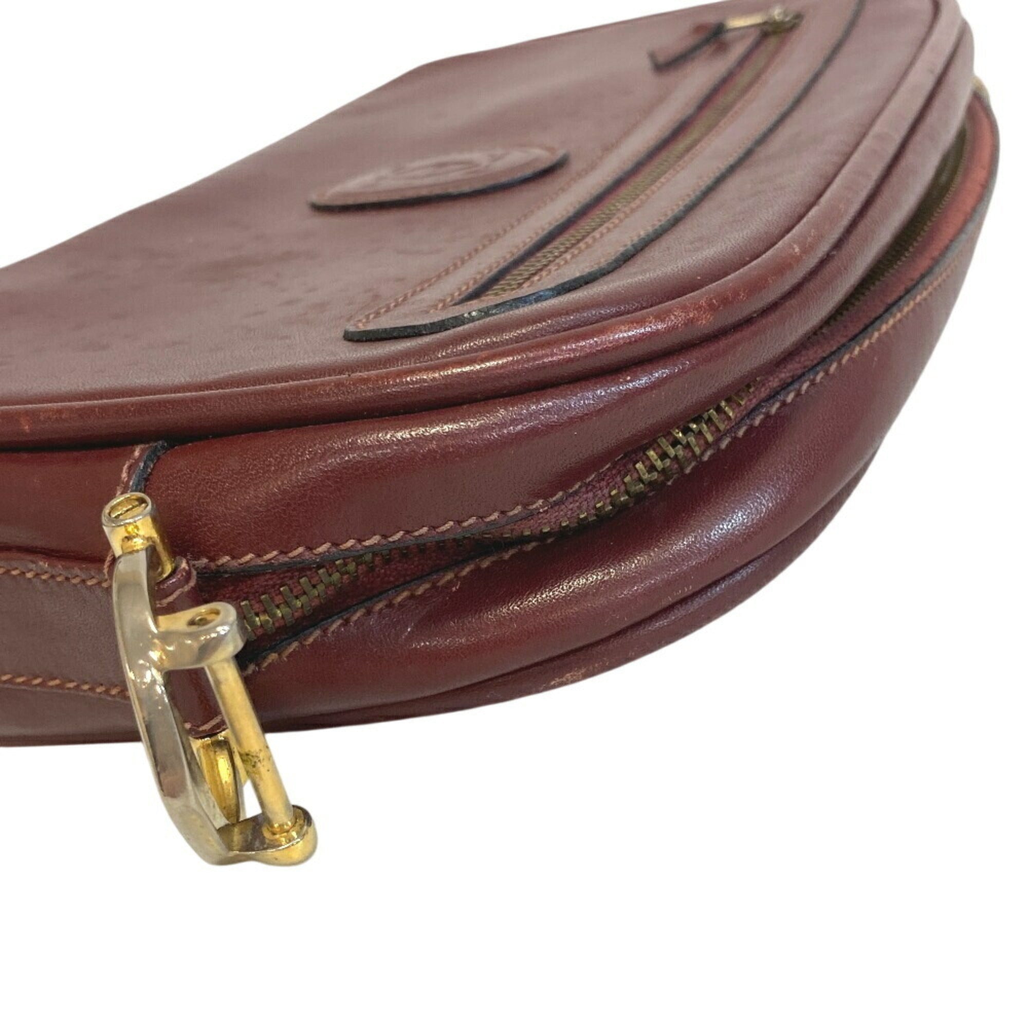 Cartier Bordeaux Red Color Leather Shoulder Bag (Pre-Owned)