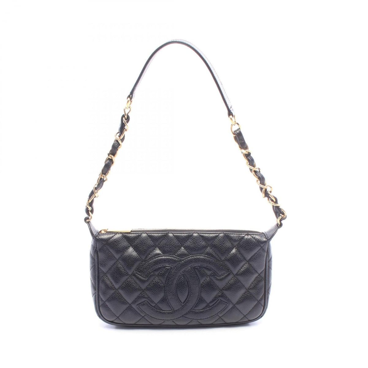 Chanel Black Grained Calfskin Handbag Shoulder Bag (Pre-Owned)