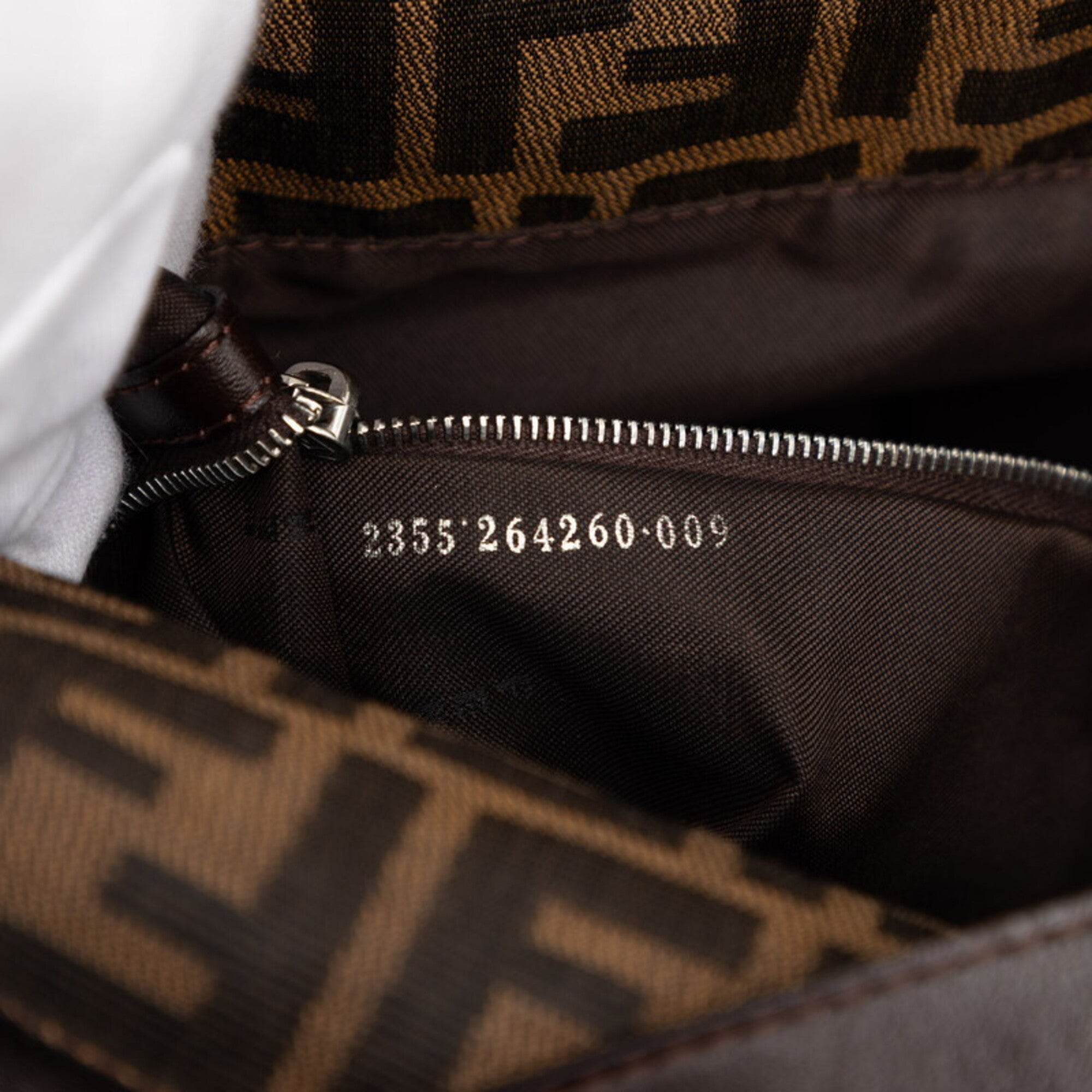 Fendi Zucca Brown Canvas Leather Handbag Shoulder Bag (Pre-Owned)