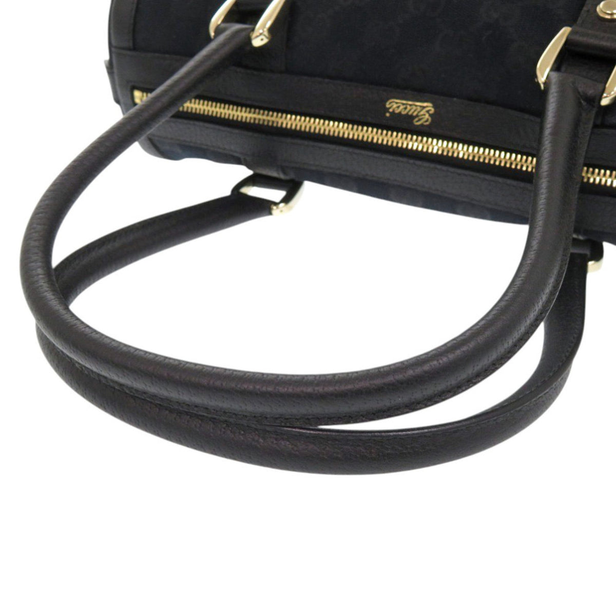Gucci Black Gg Canvas Leather Handbag (Pre-Owned)
