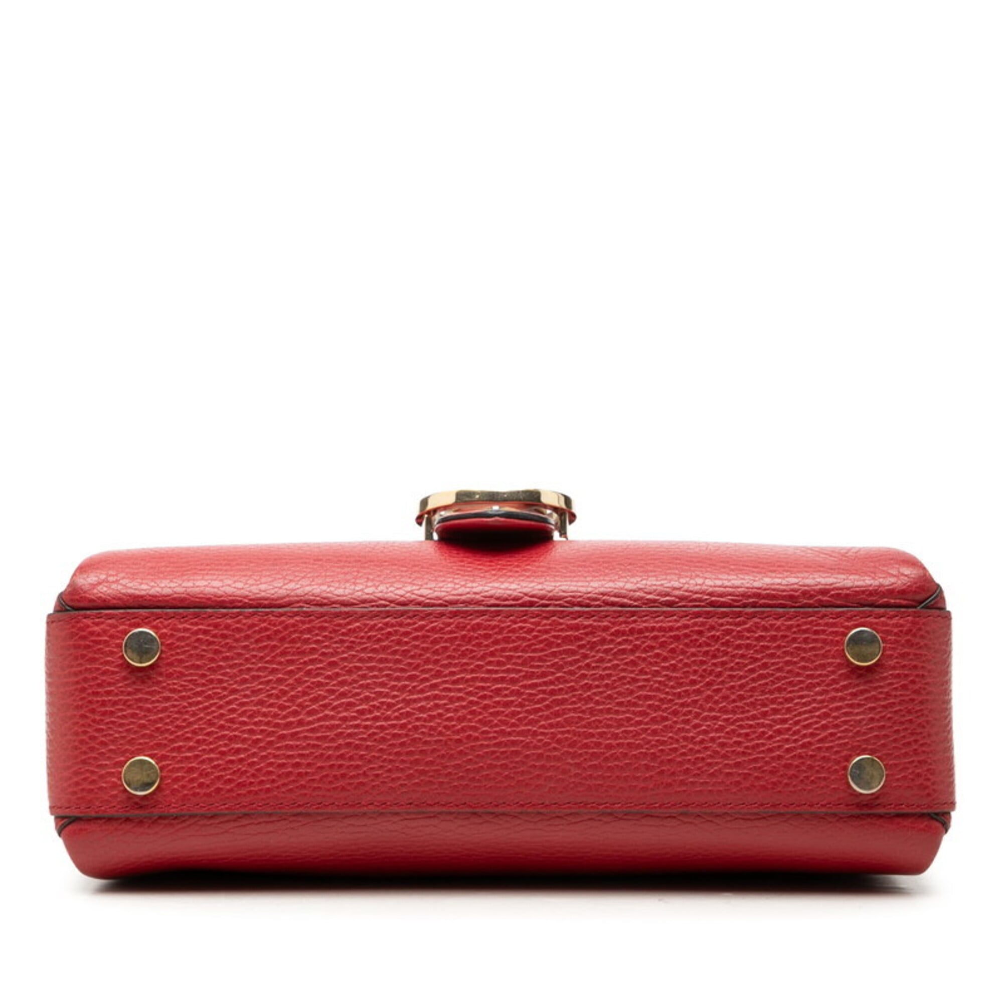 Gucci Red Color Leather Handbag Shoulder Bag (Pre-Owned)
