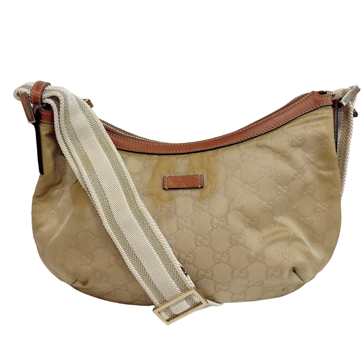 Gucci Beige Nylon Handbag Shoulder Bag (Pre-Owned)