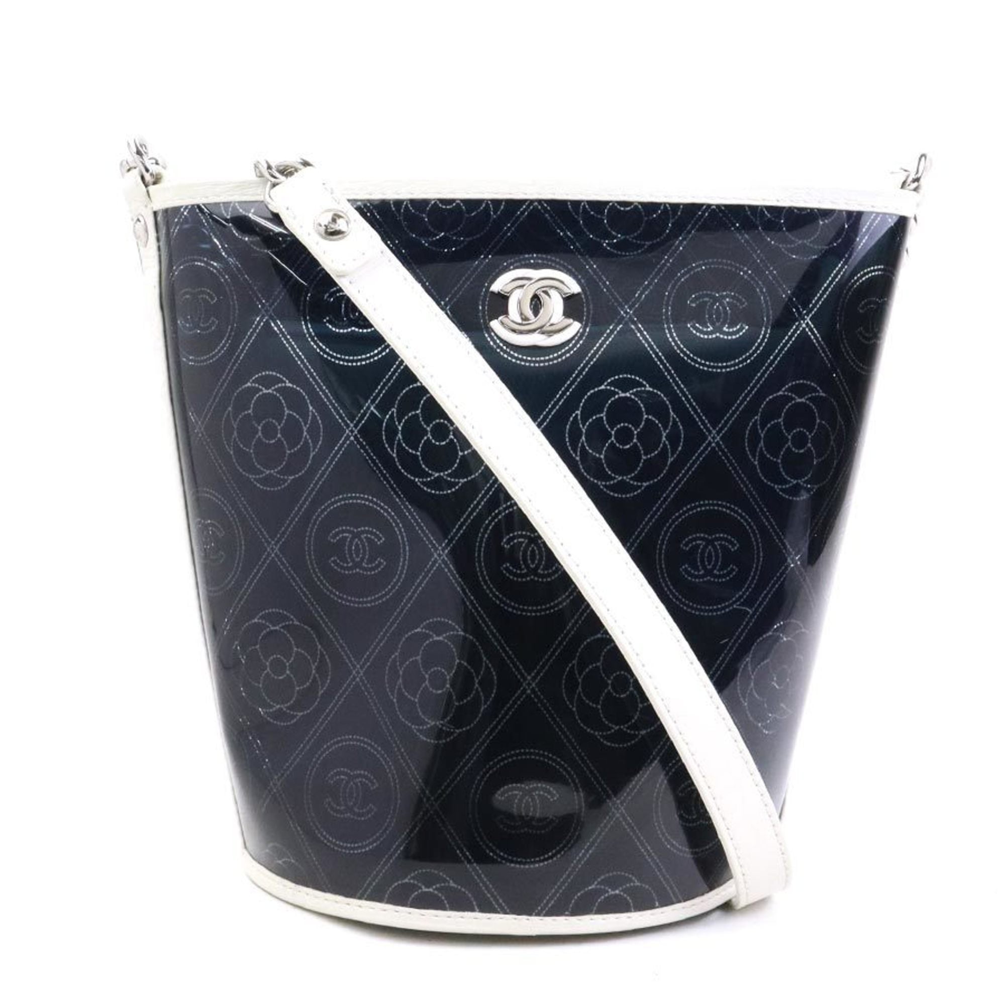 Chanel Black White Pvc Leather Shoulder Bag (Pre-Owned)