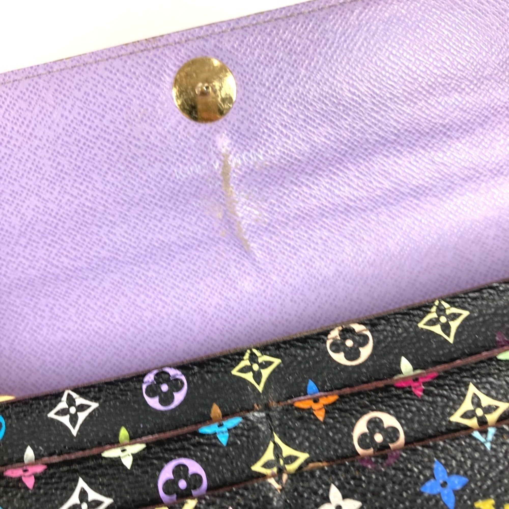 Louis Vuitton Black Multi-Color Purple Monogram Multicolore Canvas Long Wallet (Bi-Fold) (Pre-Owned)