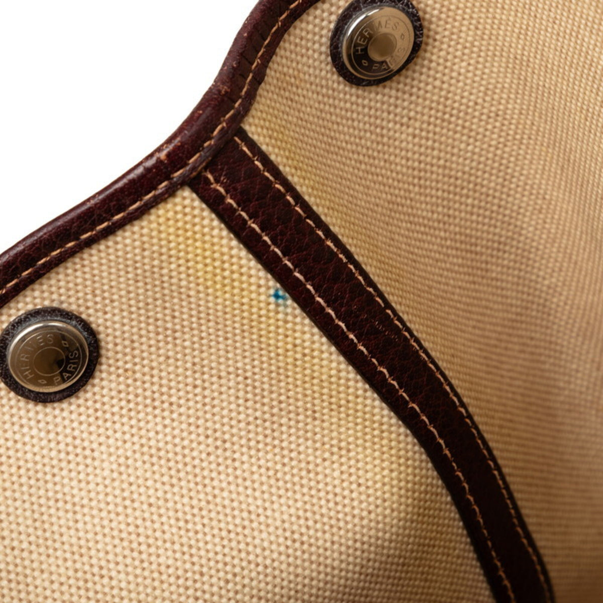 Hermes Garden Beige Brown Toile H Negonda Leather Handbag Tote Bag (Pre-Owned)