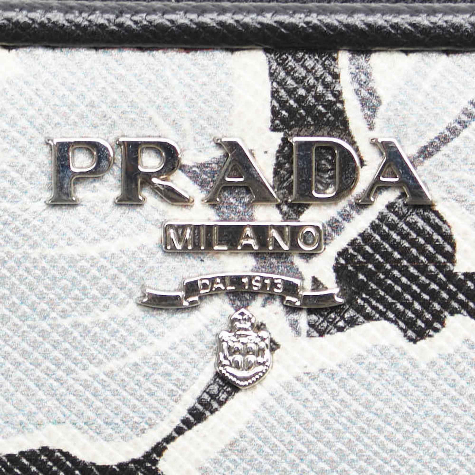 Prada Saffiano Black Gray Leather Long Wallet (Bi-Fold) (Pre-Owned)