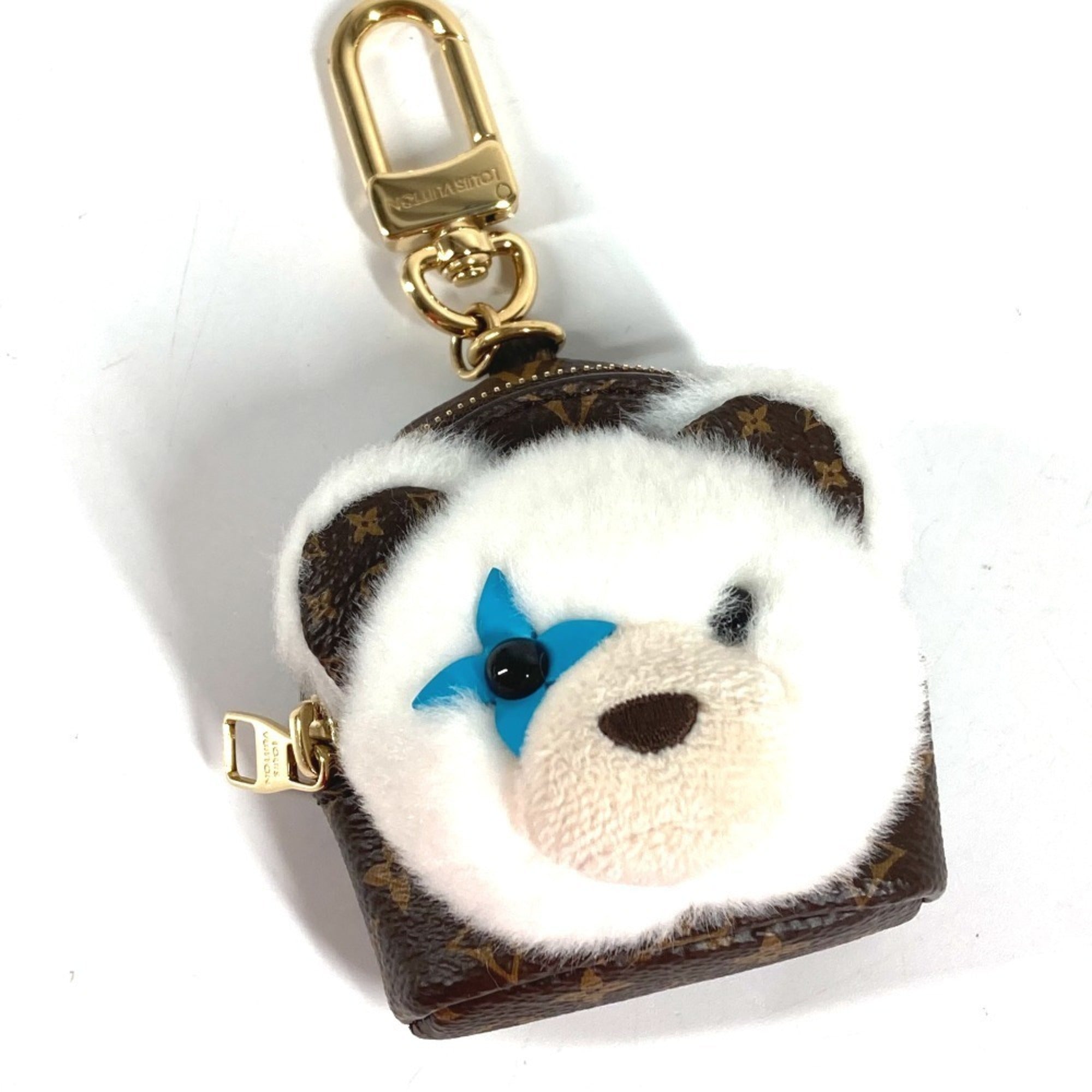 Louis Vuitton Brown White Monogram Fur Handbag Pouch (Pre-Owned)