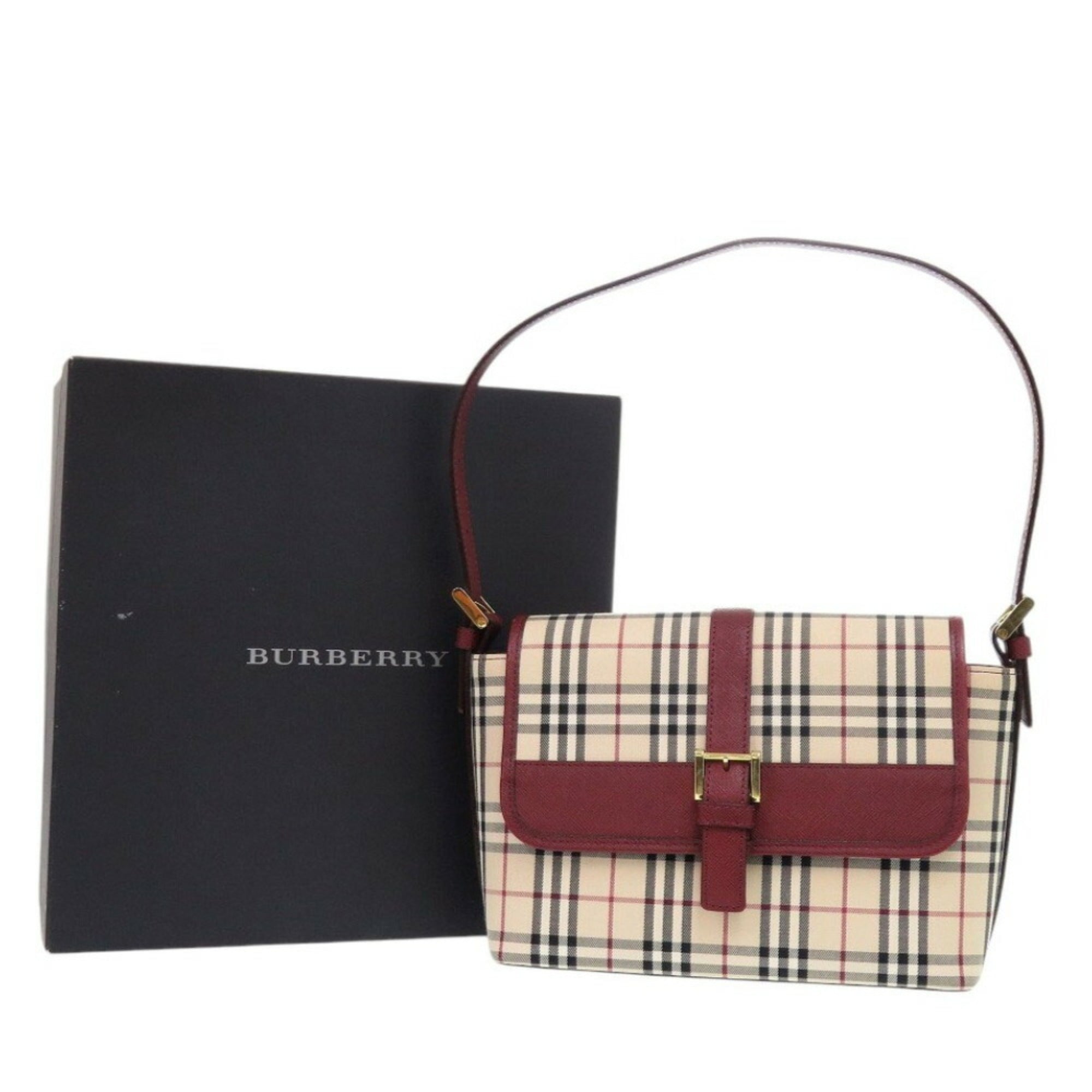 Burberry Beige Canvas Leather Handbag Shoulder Bag (Pre-Owned)