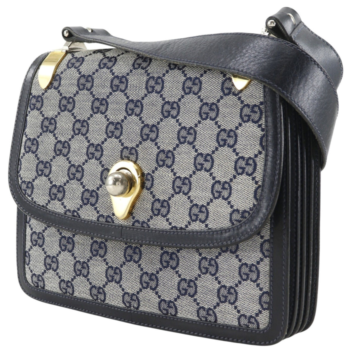 Gucci Navy Gg Canvas Shoulder Bag (Pre-Owned)