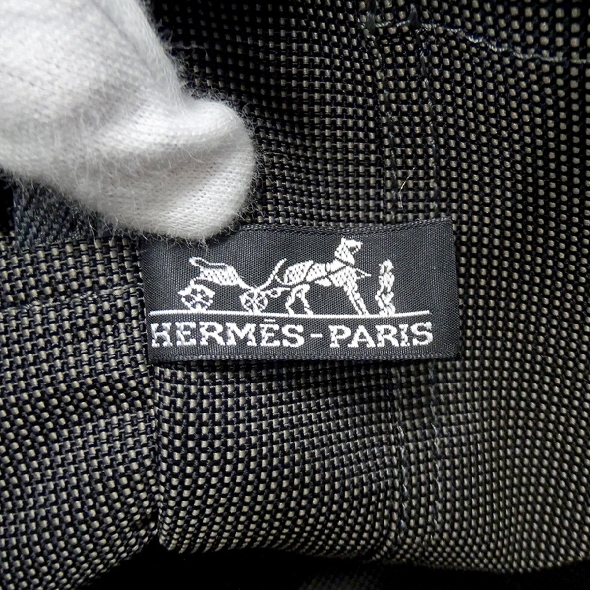 Hermes Black Canvas Handbag Tote Bag (Pre-Owned)