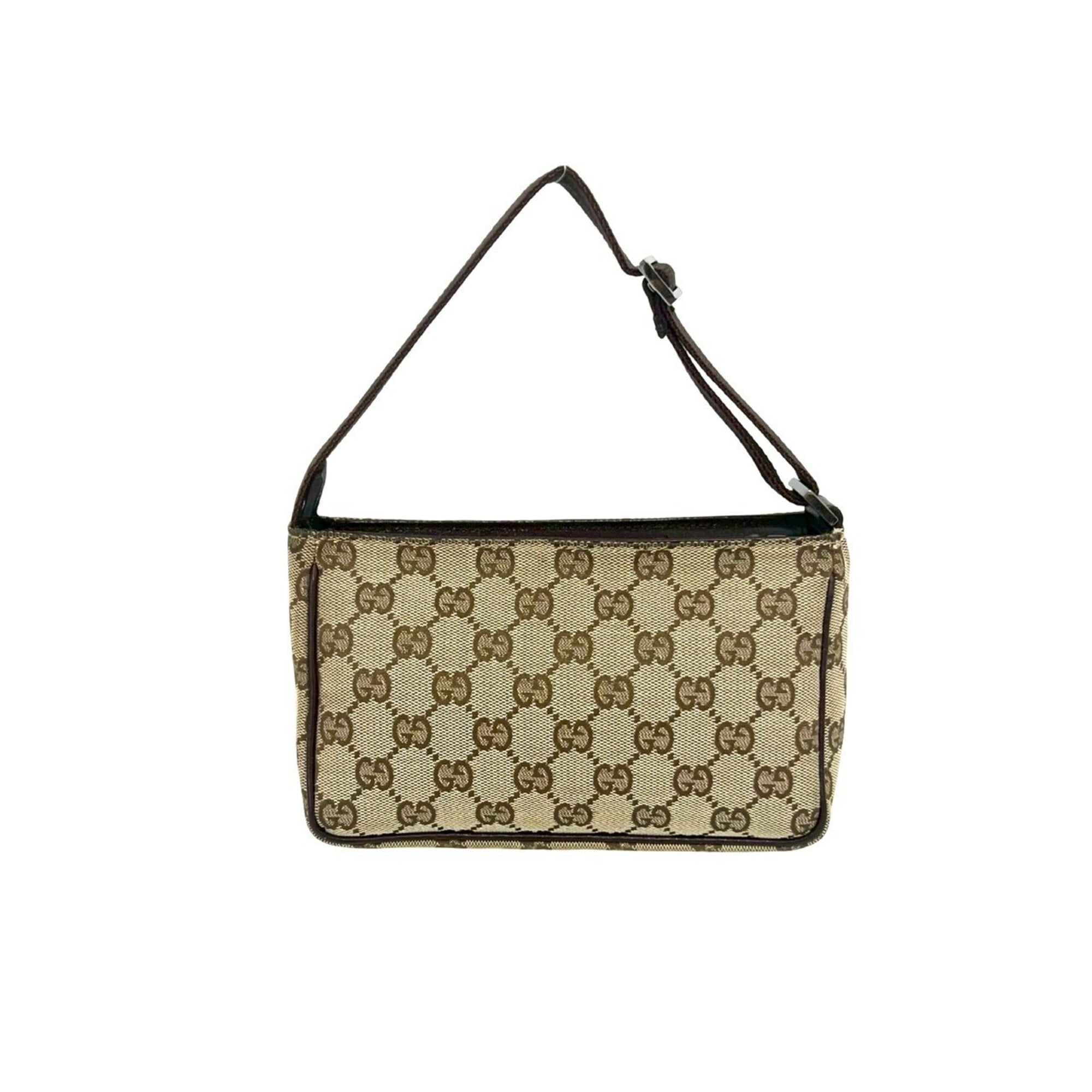 Gucci Brown Canvas Leather Handbag Pouch Shoulder Bag (Pre-Owned)