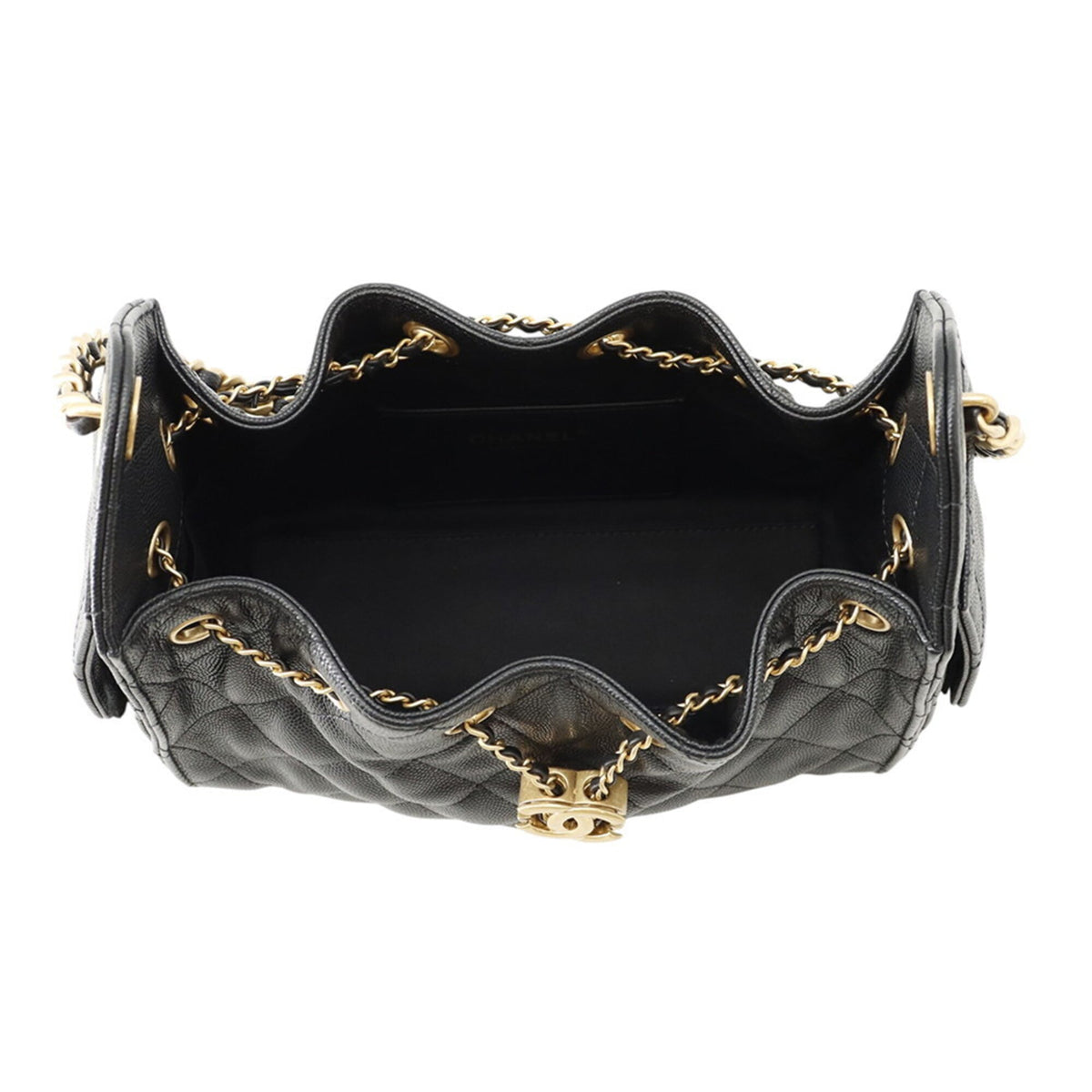 Chanel Black Grained Calfskin Handbag Shoulder Bag (Pre-Owned)