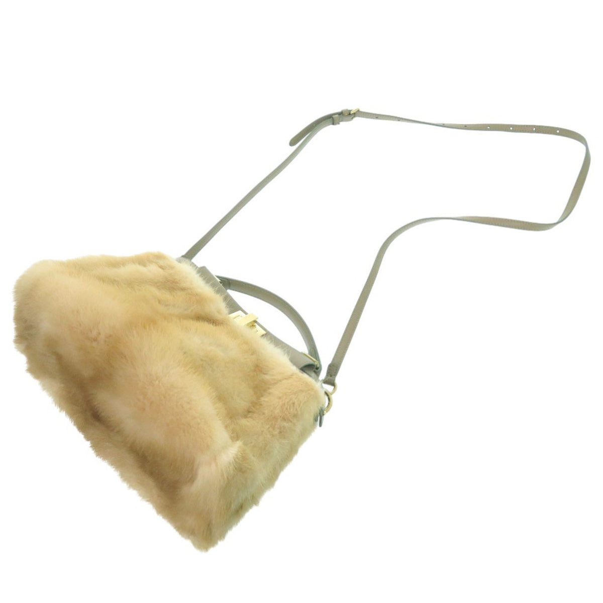 Fendi Beige Leather Fur Handbag (Pre-Owned)